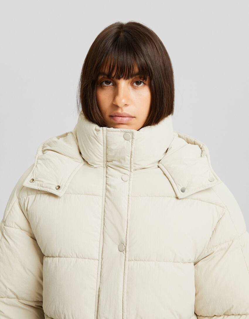 Puffer coat with hood-Stone-2