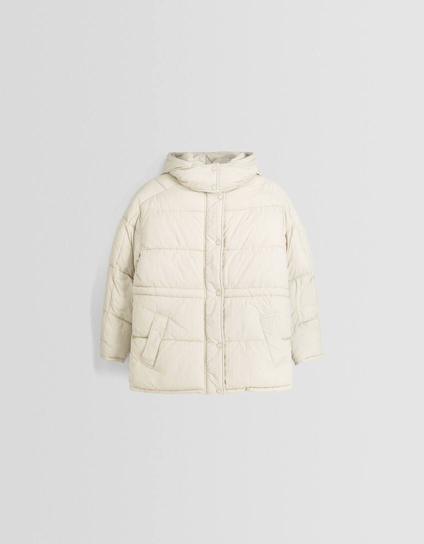 Puffer coat with hood-Stone-4