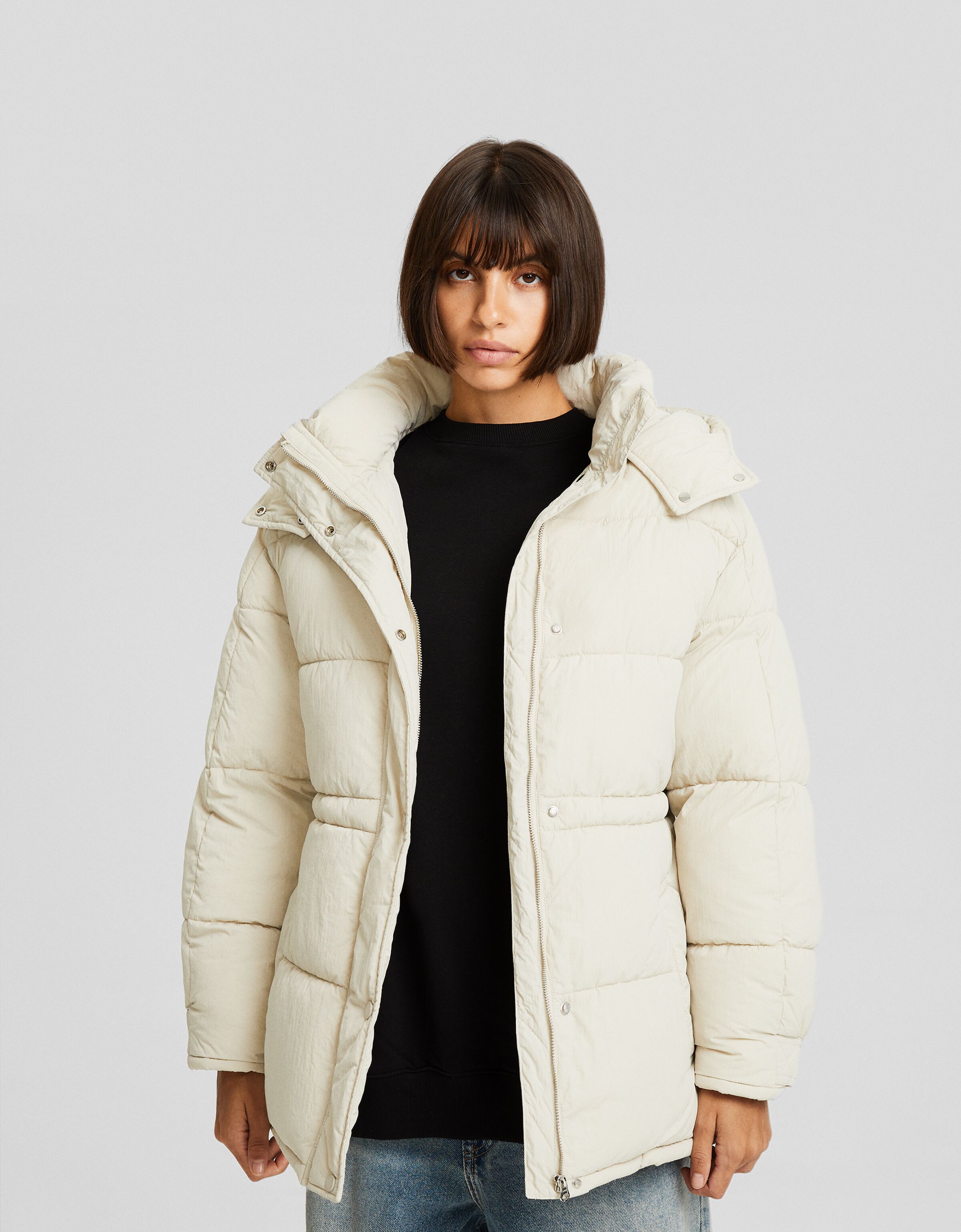 Puffer coat clearance bershka