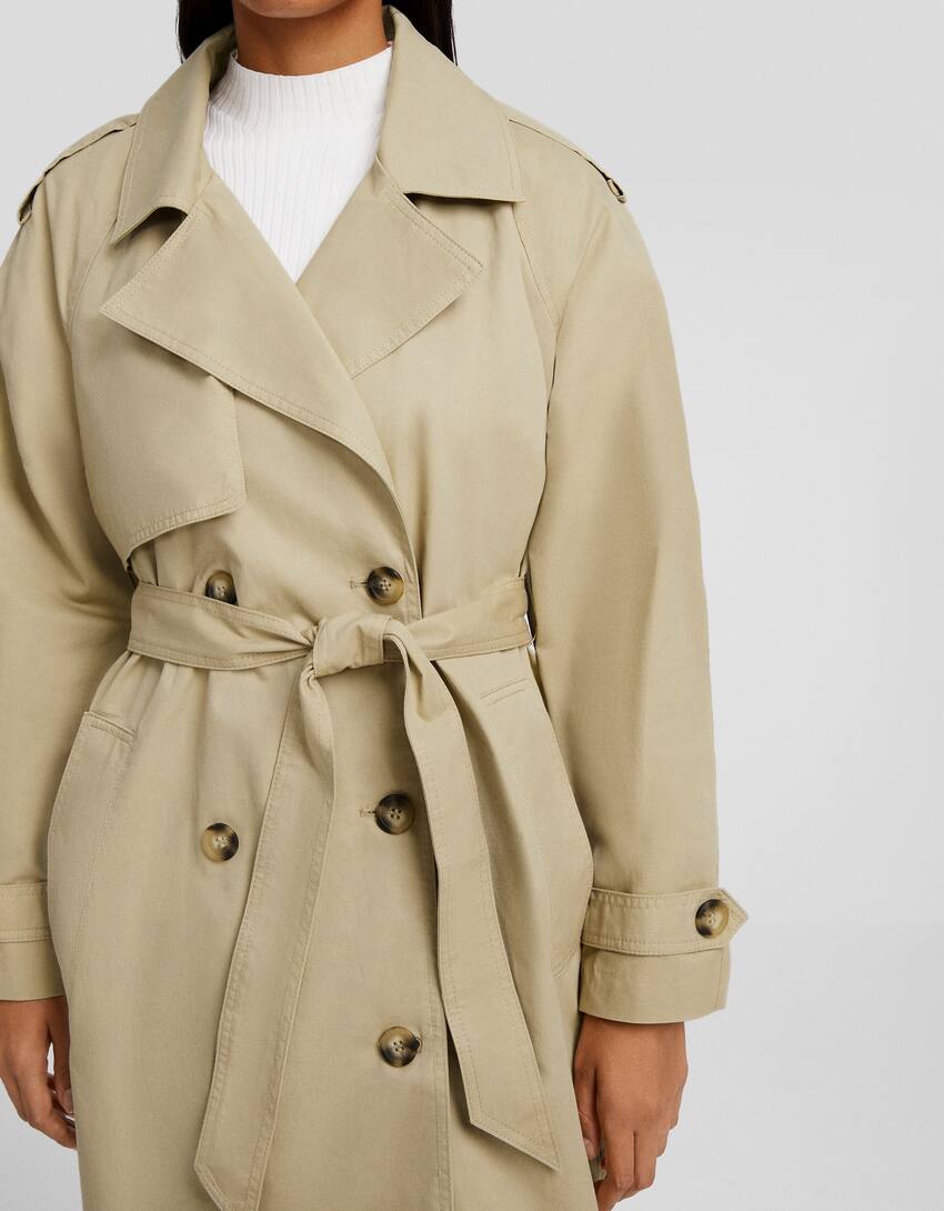 Cotton trench coat-Camel-3
