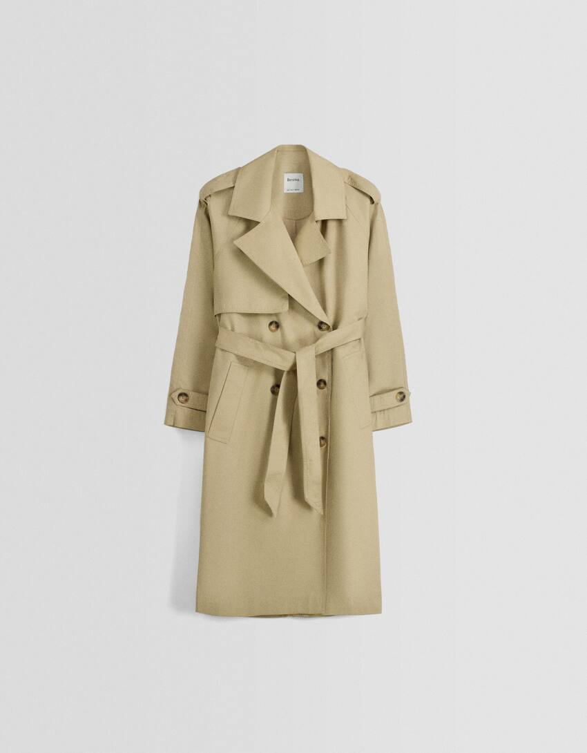 Cotton trench coat-Camel-4
