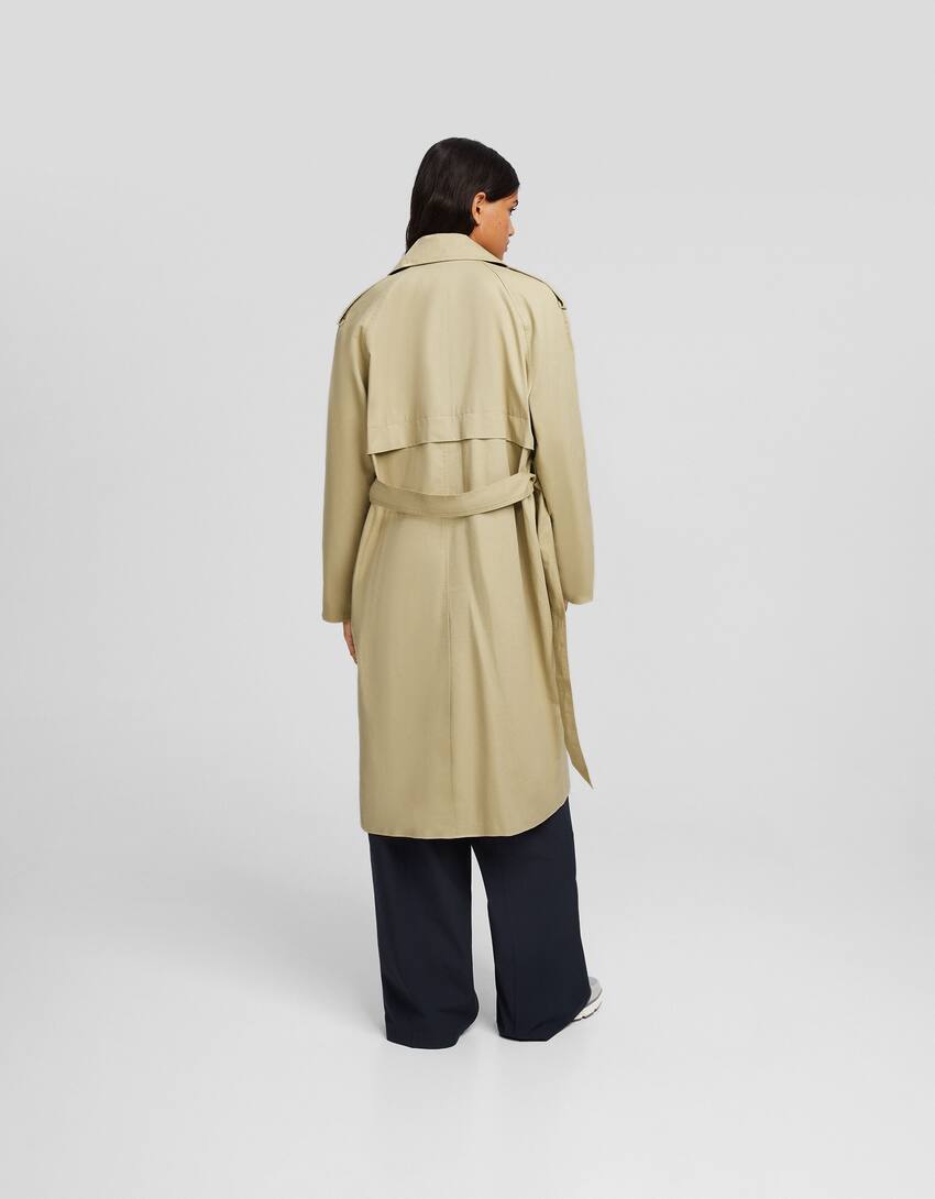Cotton trench coat-Camel-2
