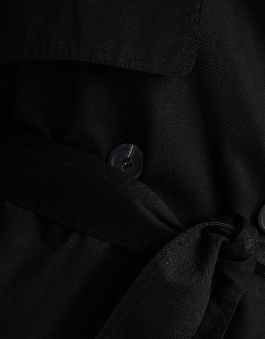 Cotton trench coat-Black-5