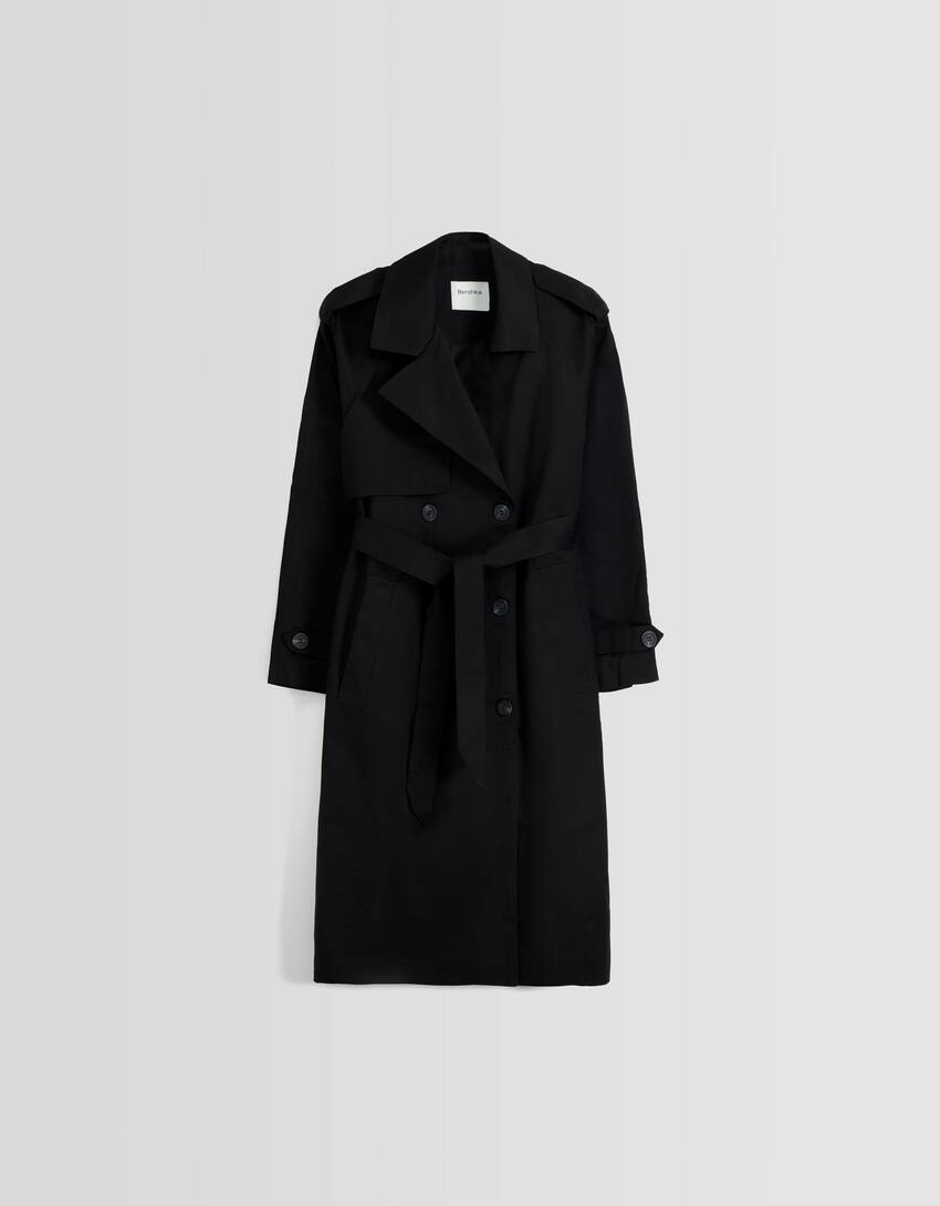 Cotton trench coat-Black-4