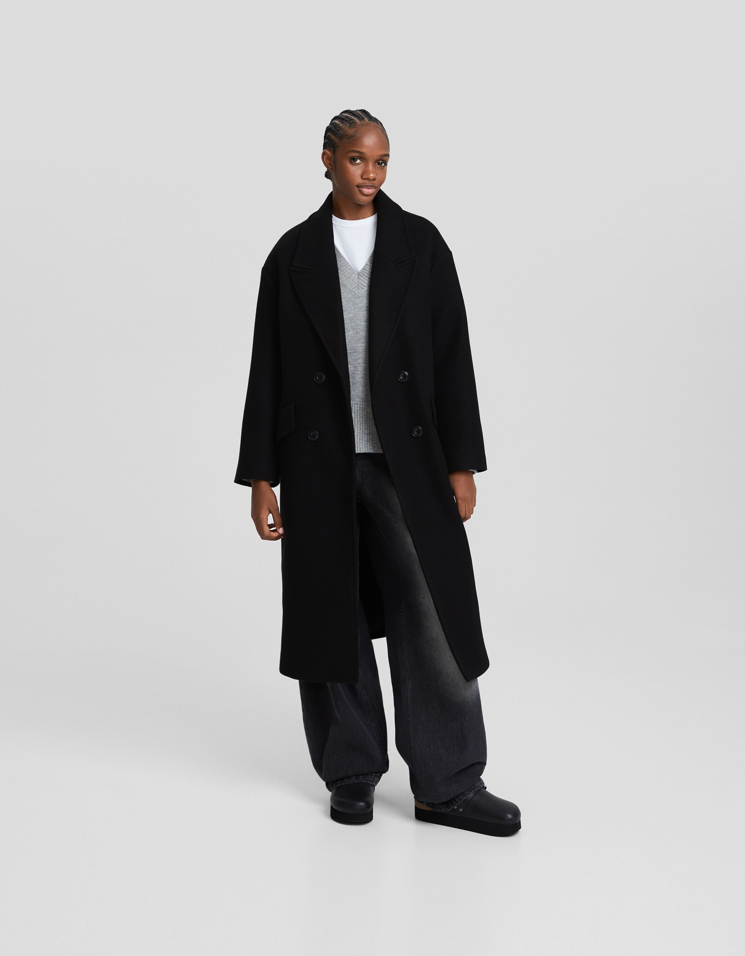 Manteau discount noir bershka