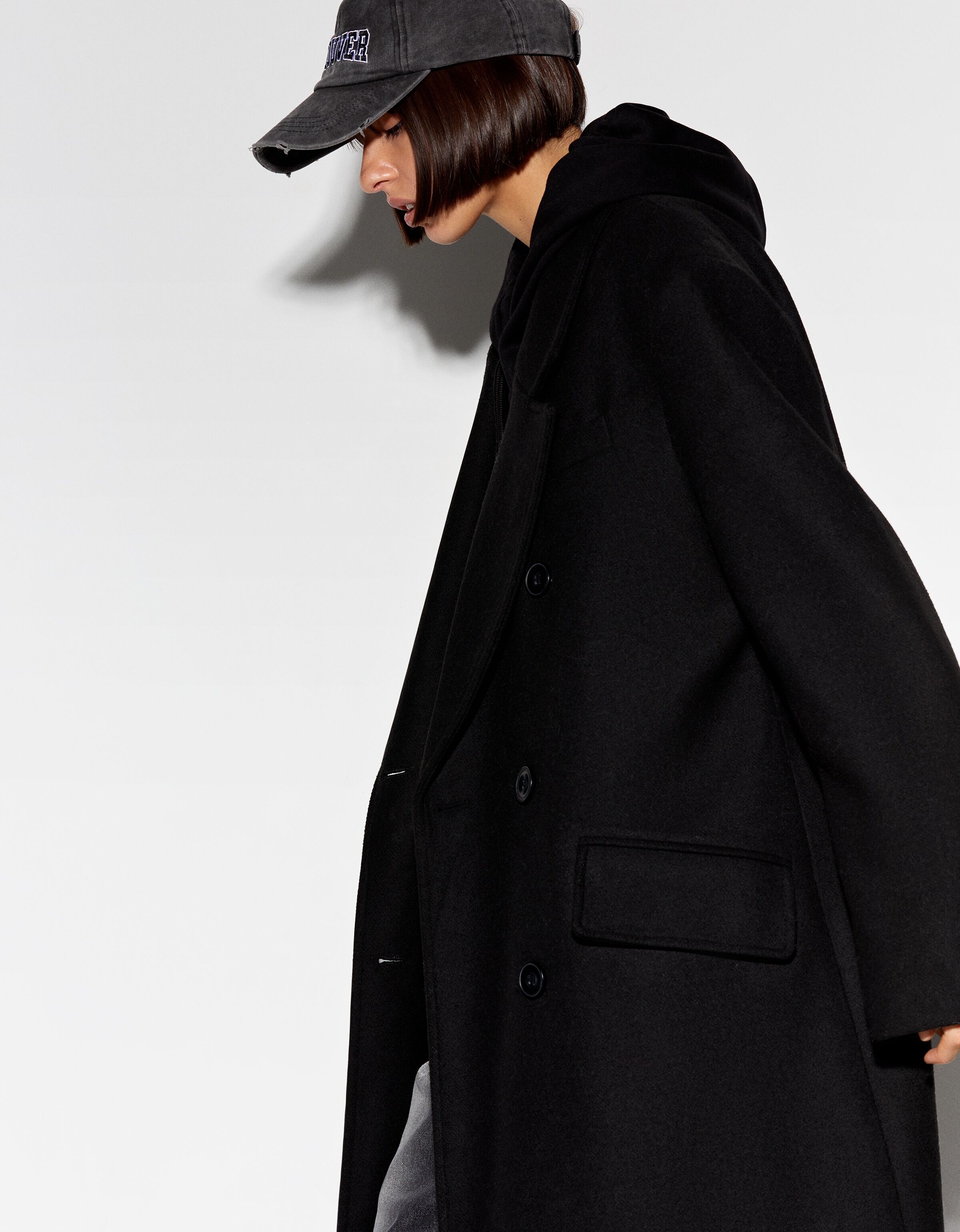 Oversized wool store blend coat