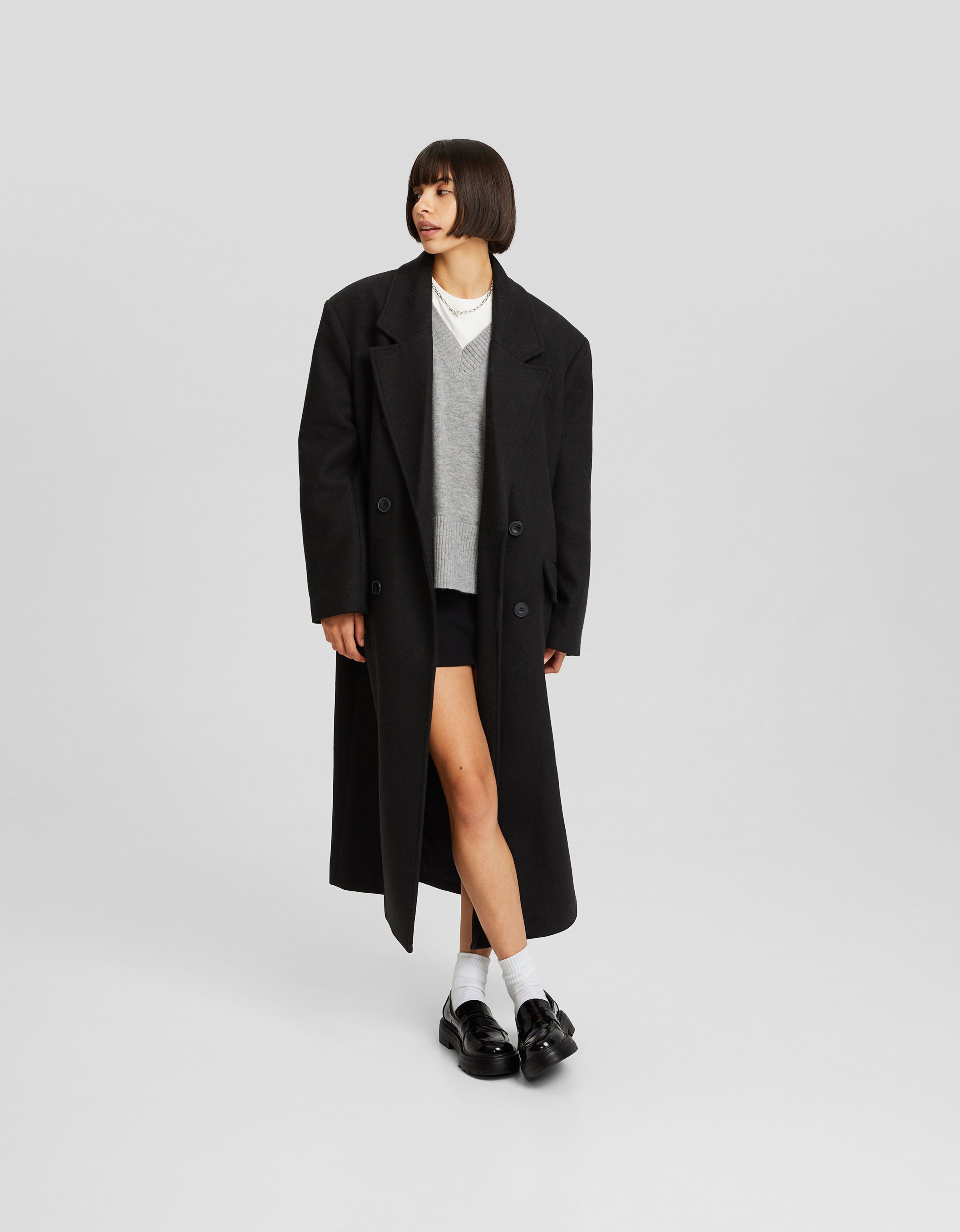 Bershka black clearance coat