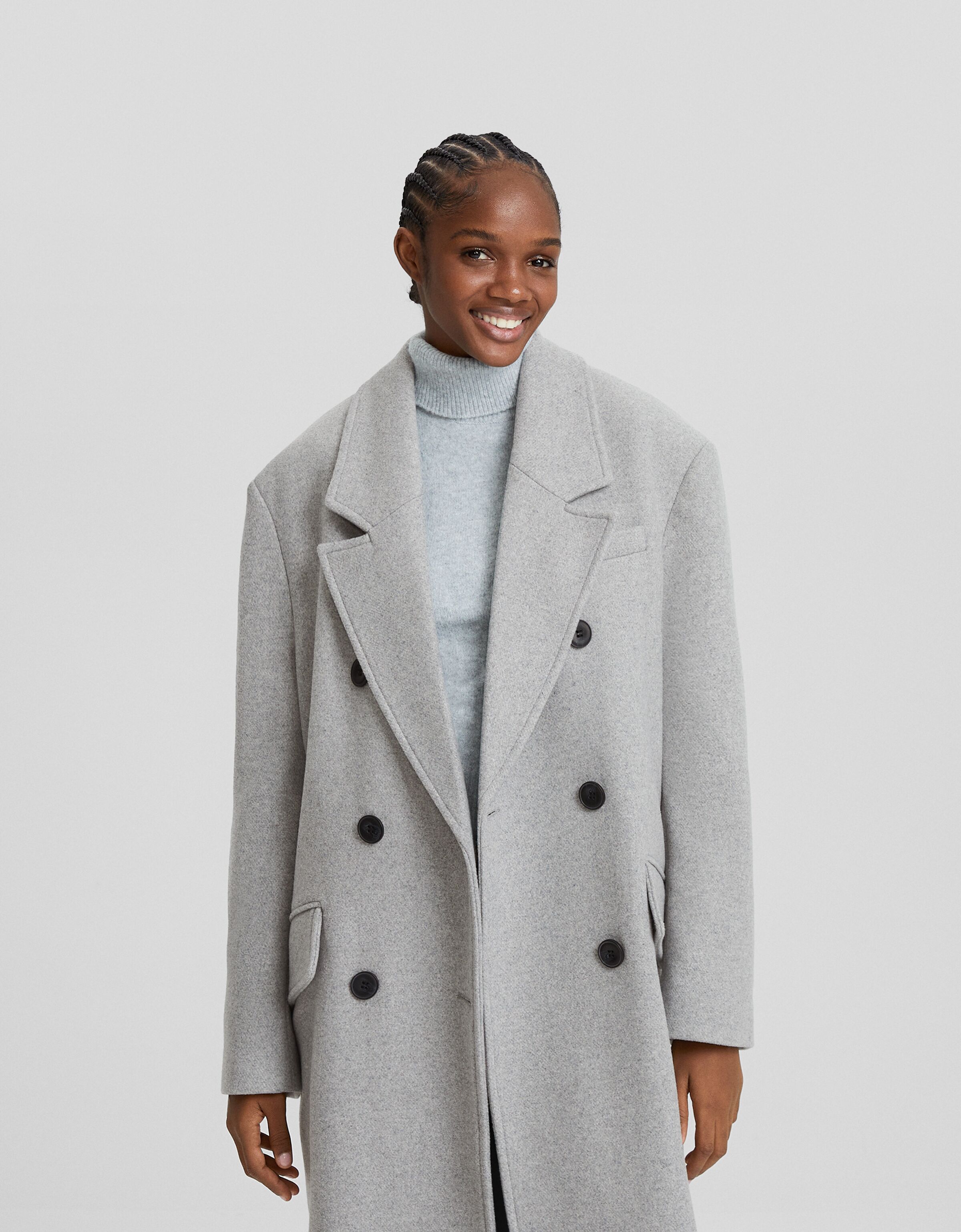 Bershka straight deals long coat