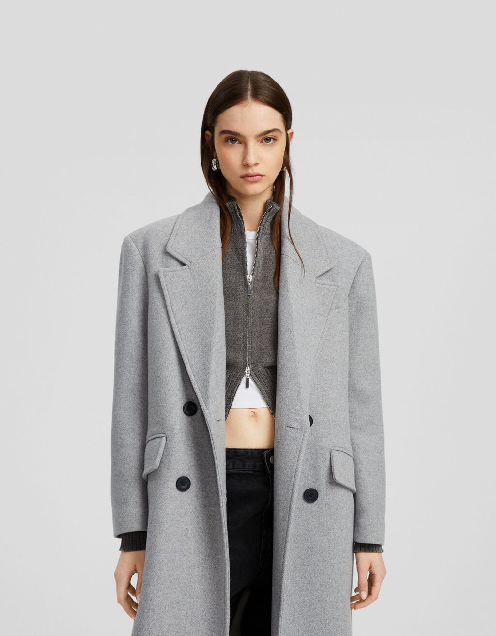 Womens long wool best sale blend coat