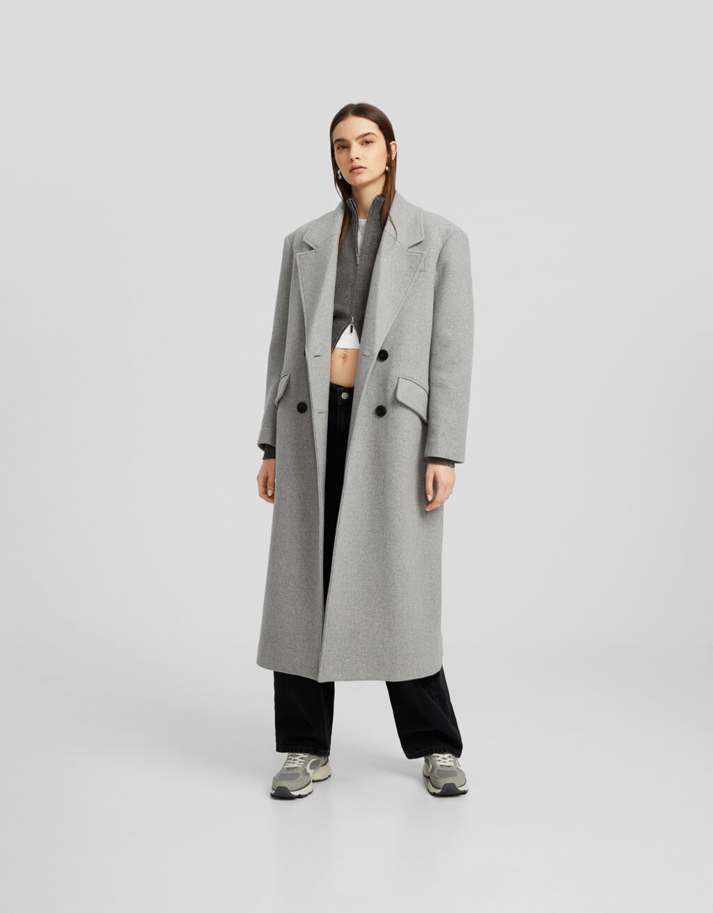 Long wool blend coat