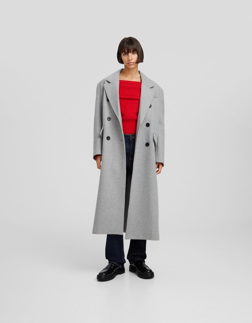 Long wool blend coat-Grey-0