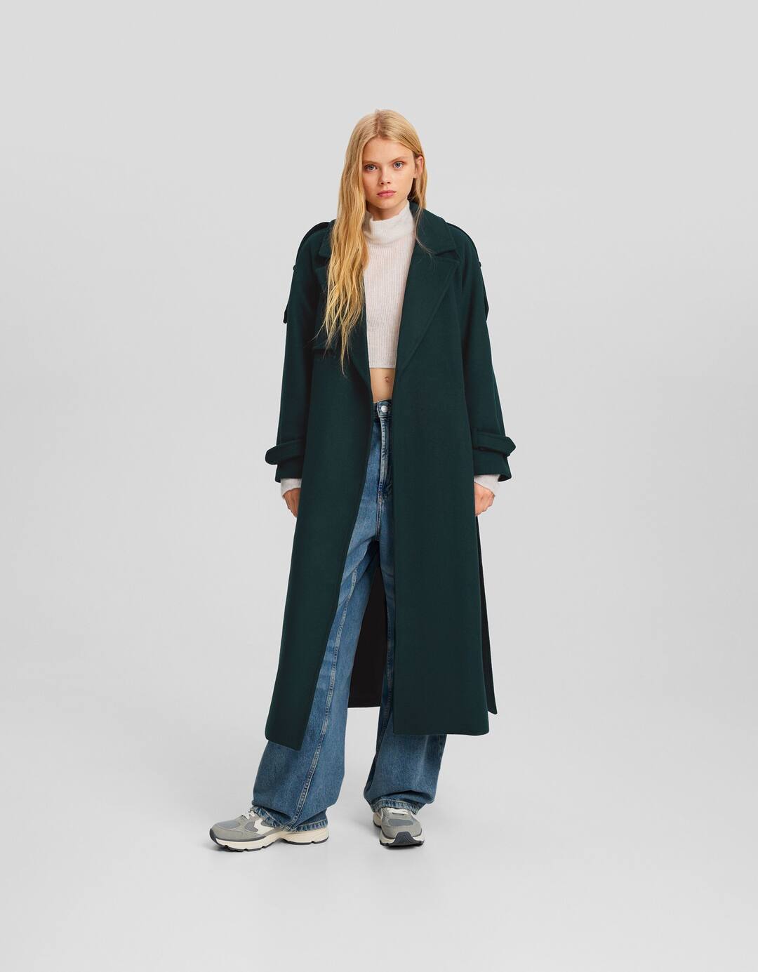 Sobretudo trench com lã