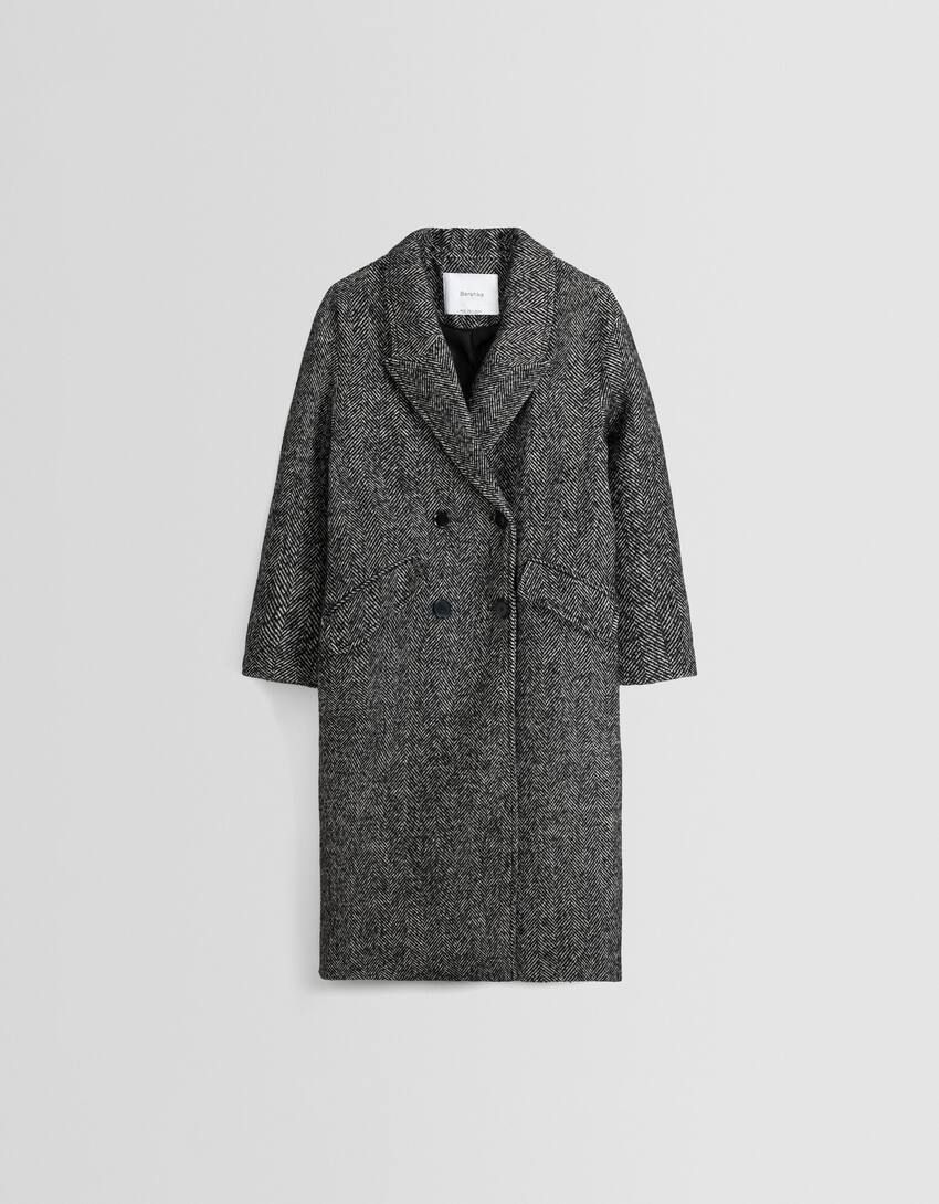 Drop-shoulder long coat-Grey-5