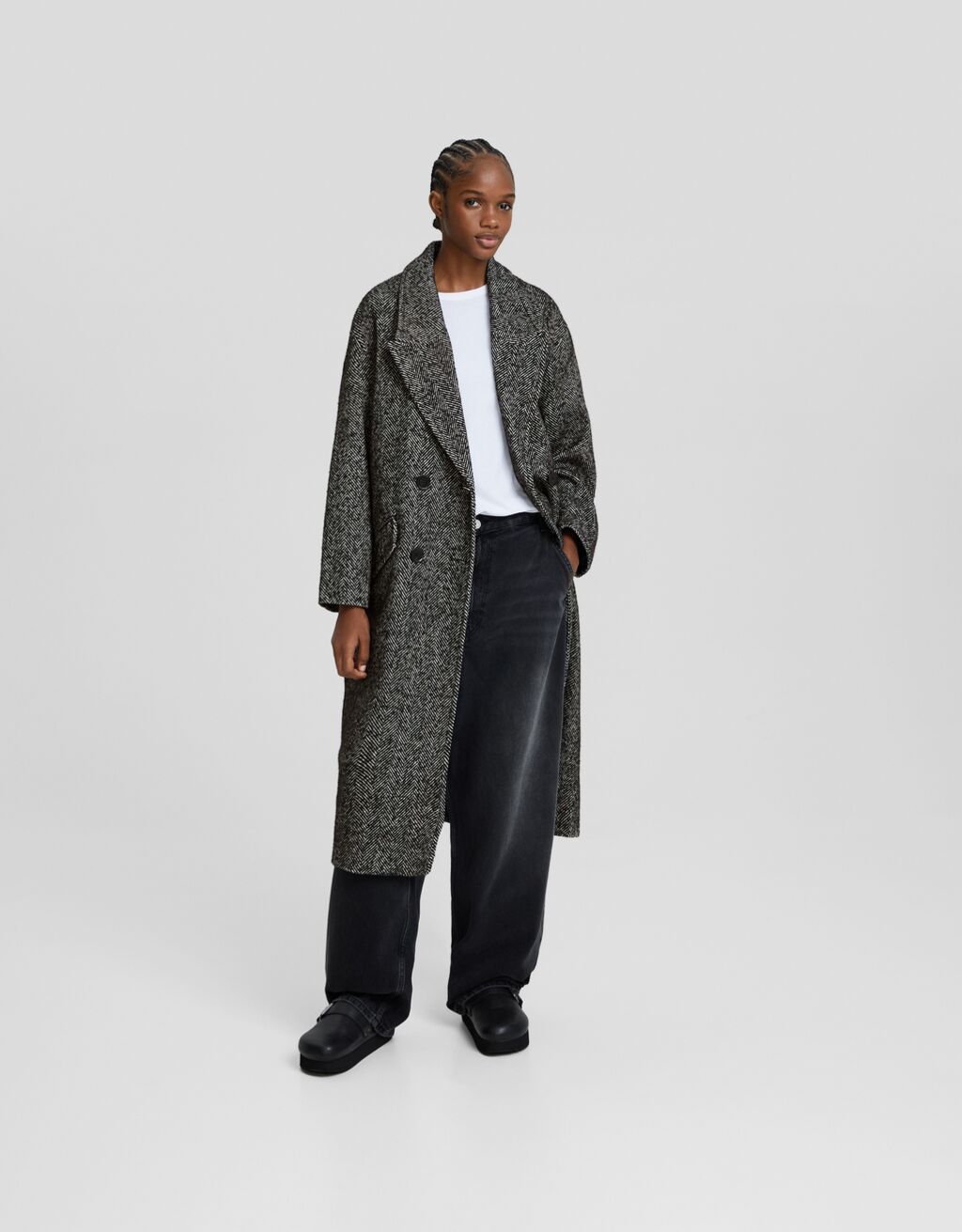 Manteau long paules tombantes Femme Bershka