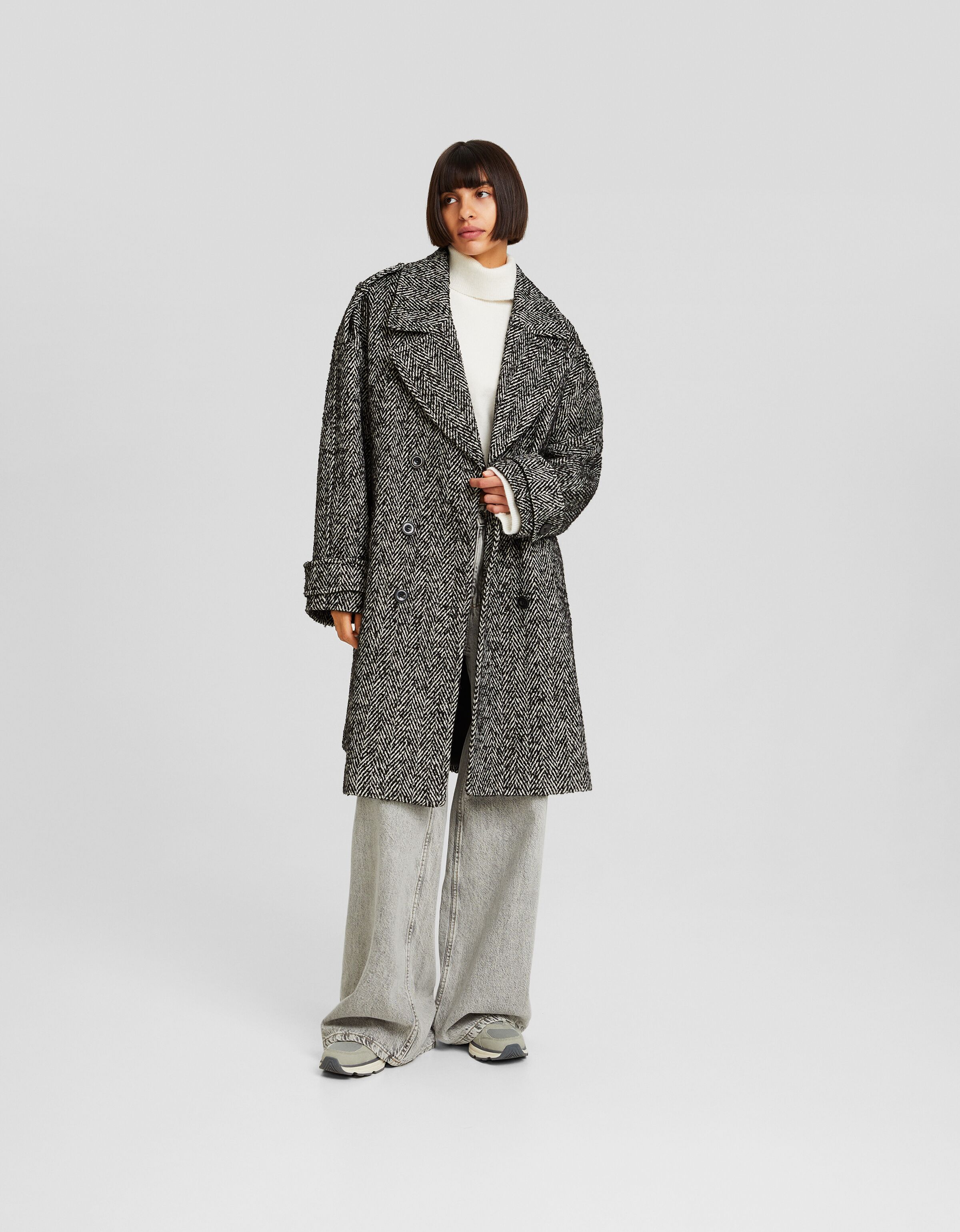 Bershka wool coat sale