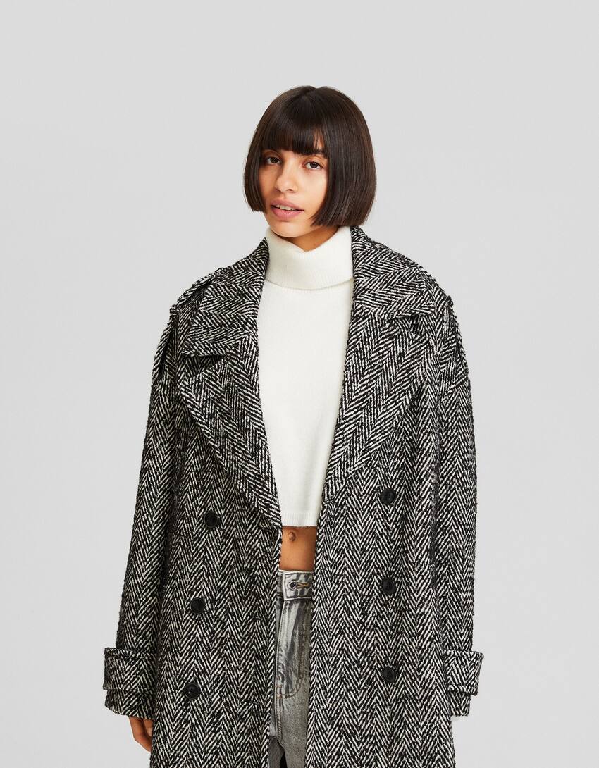 Double-breasted wool-blend coat-Grey-1