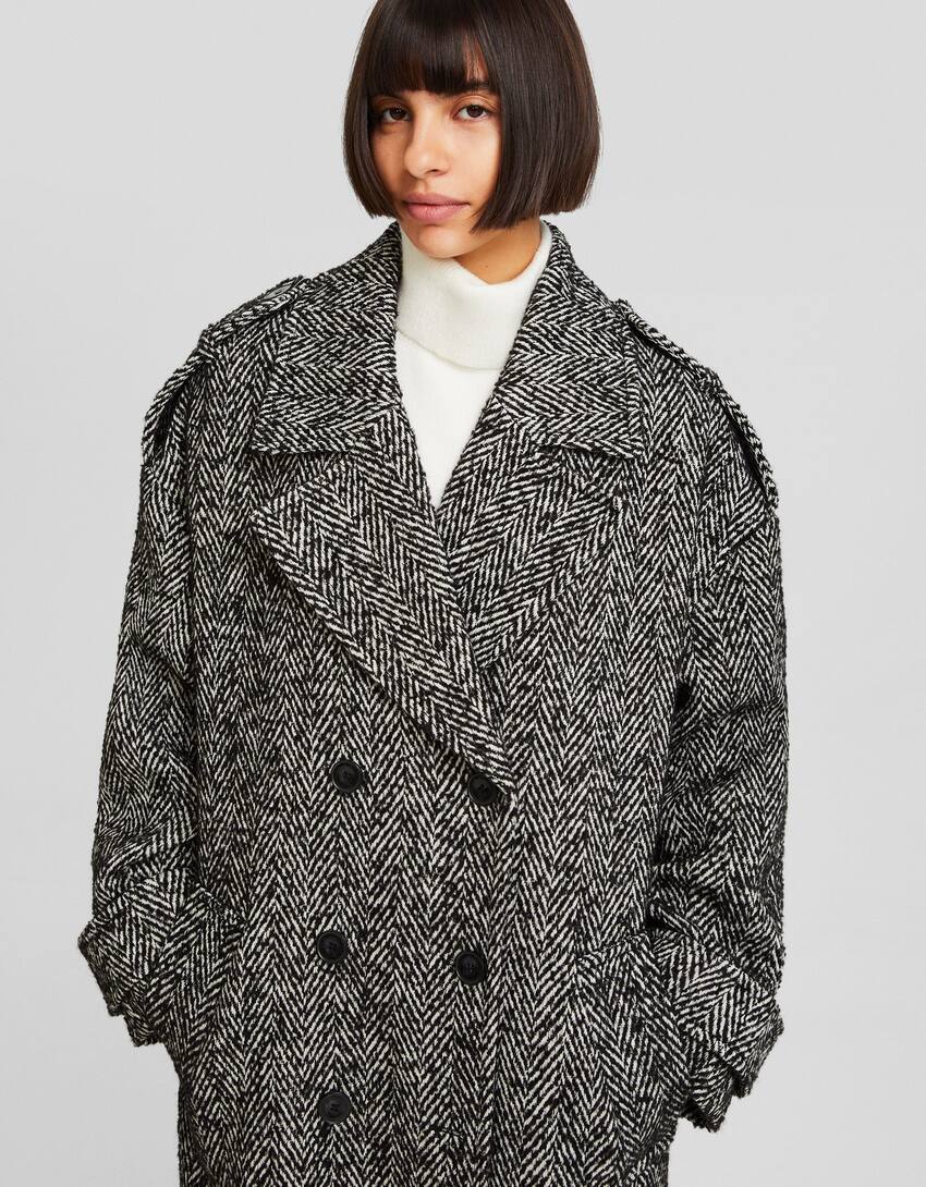 Double-breasted wool-blend coat-Grey-3