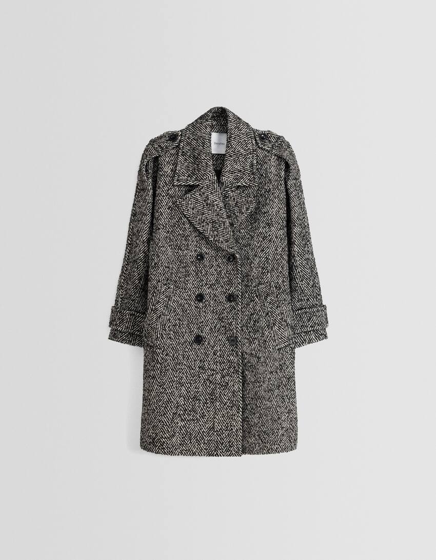 Double-breasted wool-blend coat-Grey-5