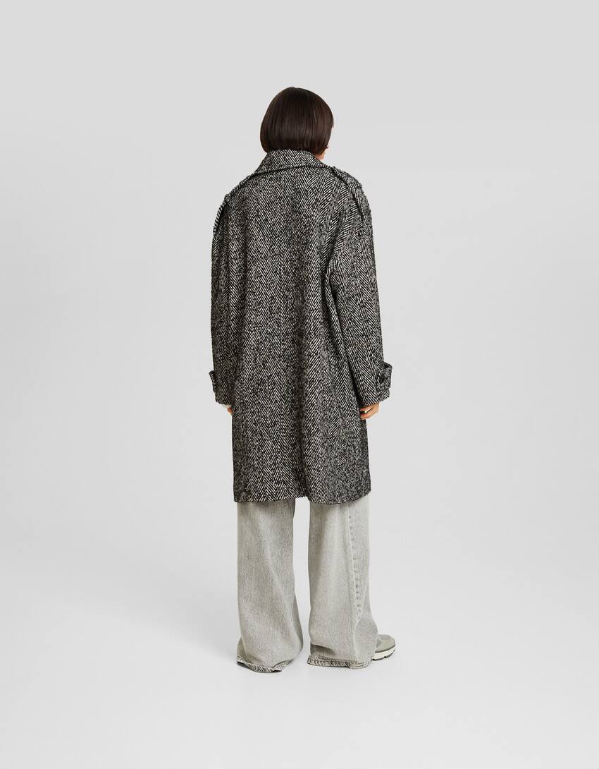 Double-breasted wool-blend coat-Grey-2
