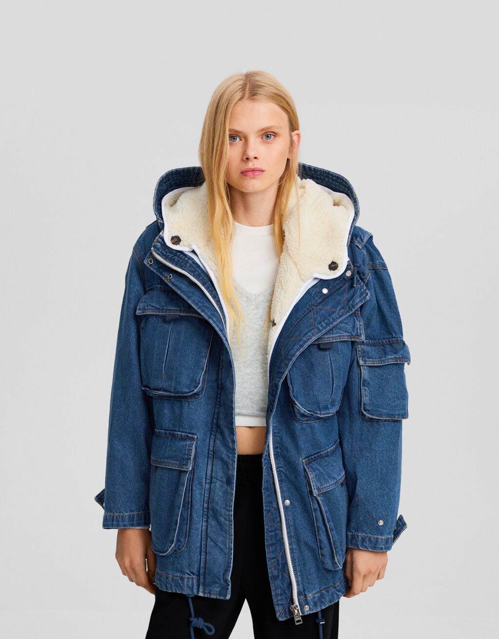 Denim jacket with shearling lining on sale
