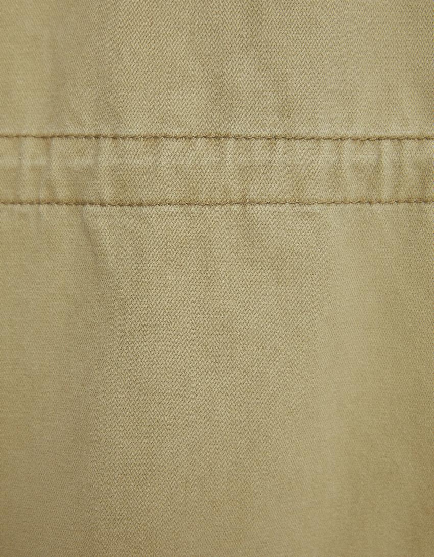 معطف باركا قطني طويل ببطانة من فرو الغنم الاصطناعي-كاكي-5