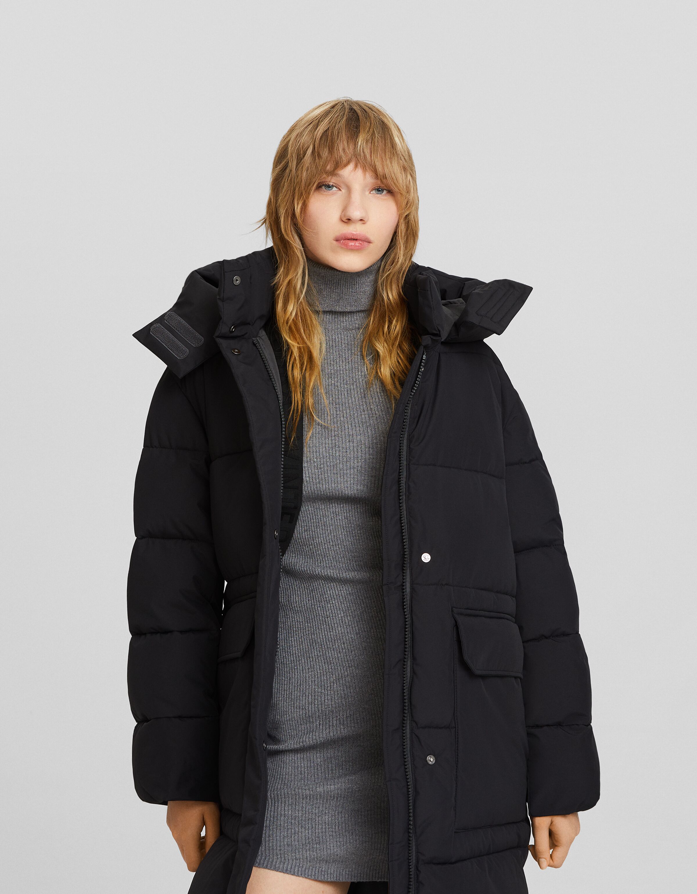 Bershka long clearance puffer coat