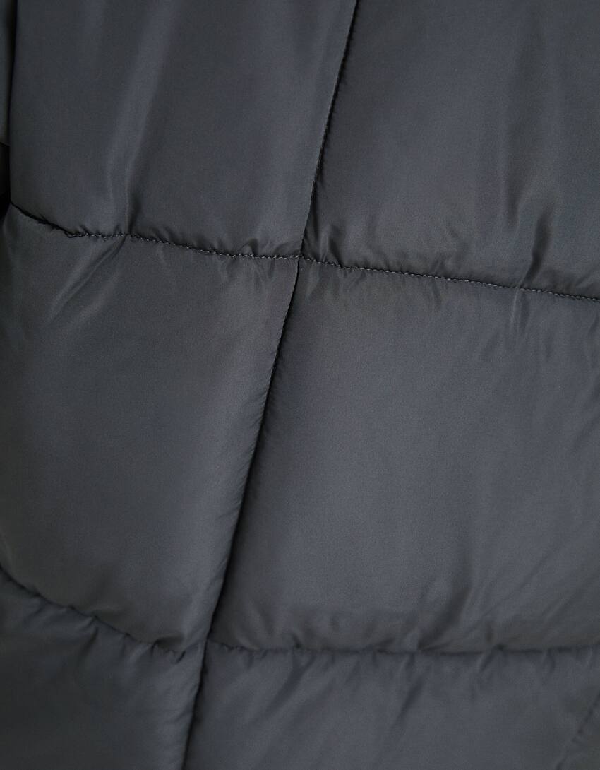 Puffer coat with hood-Dark grey-5