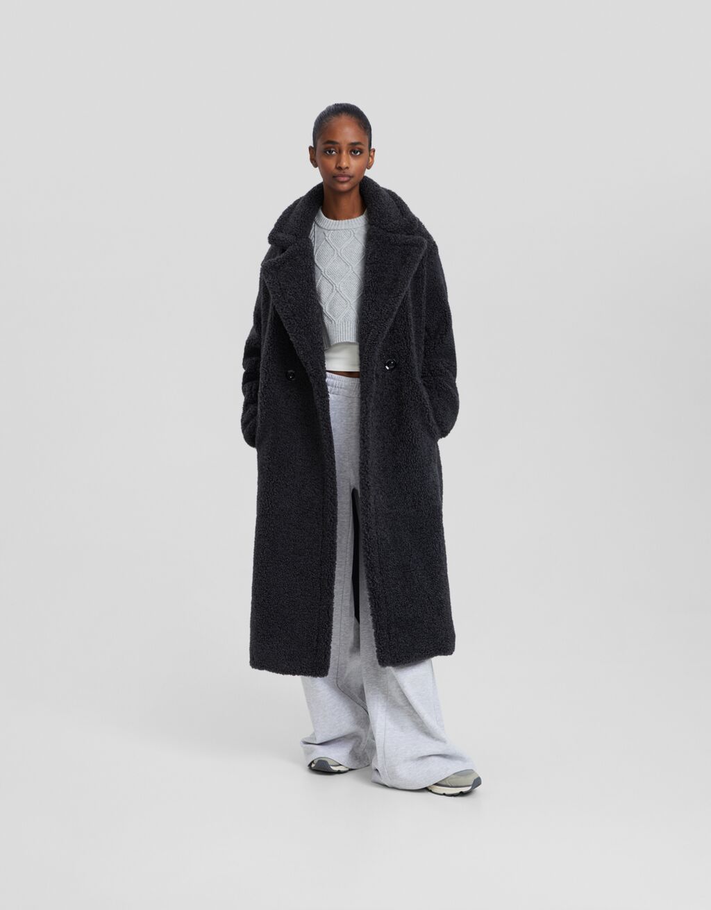 Long shearling cheap coat