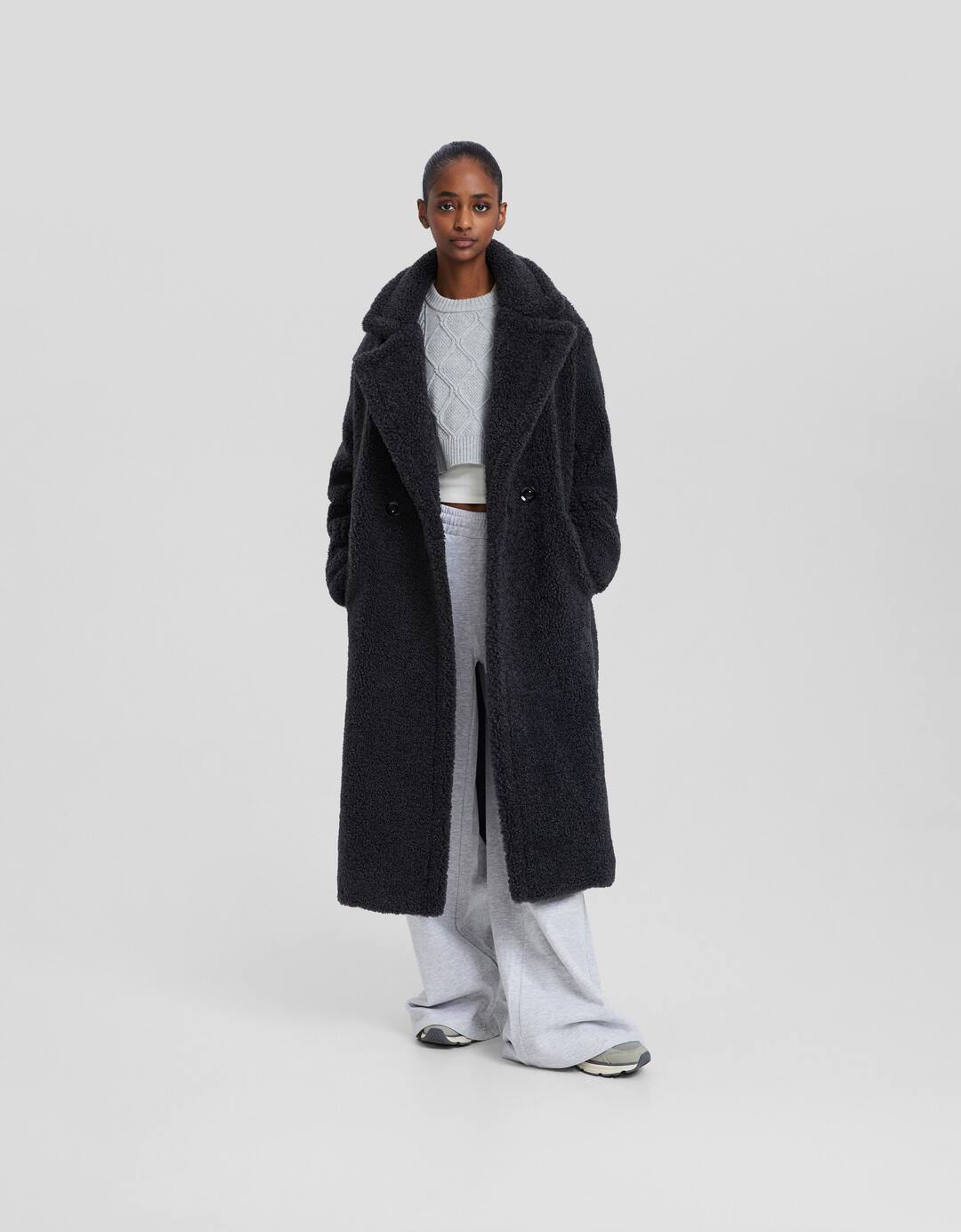 Long faux shearling coat