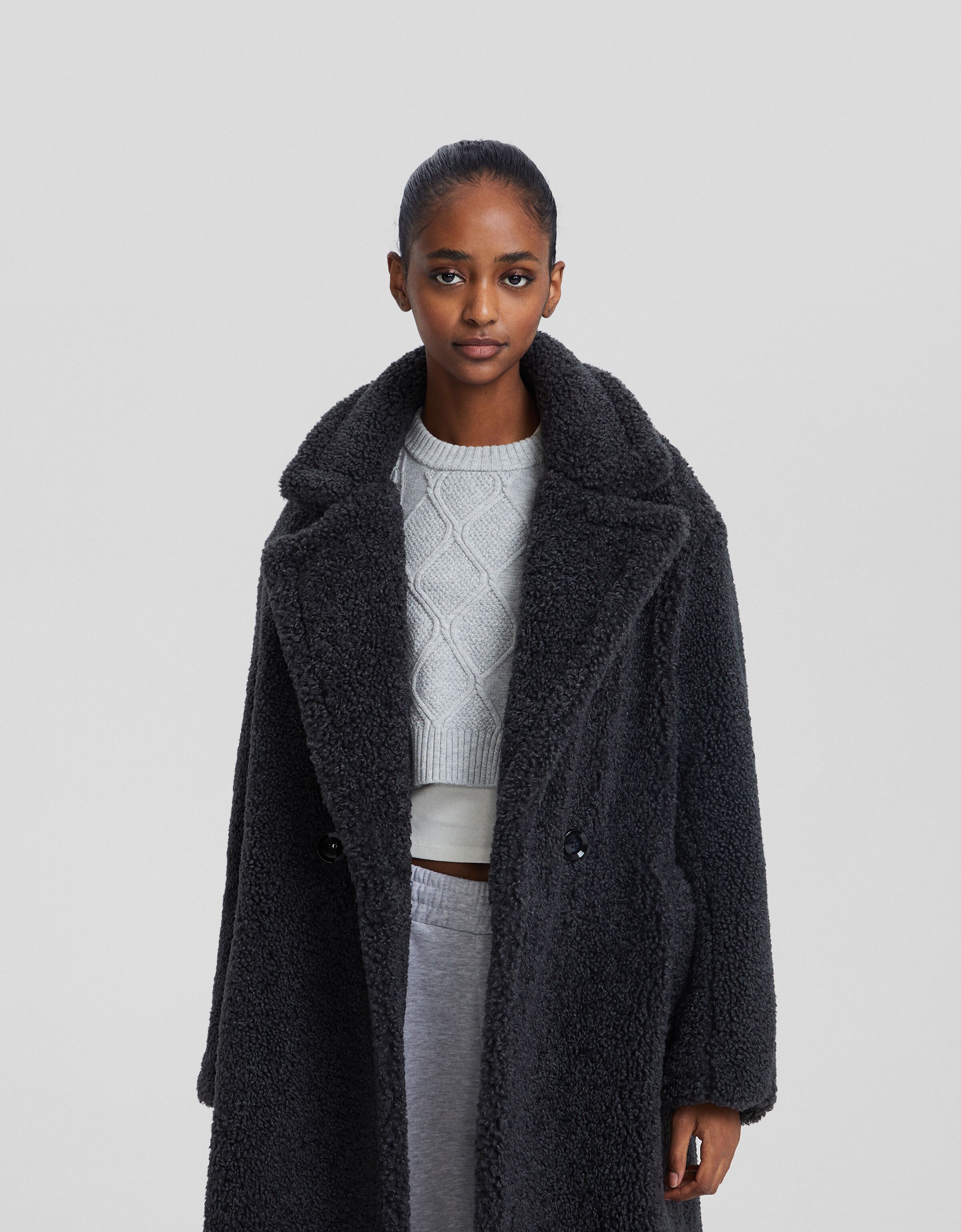 Manteau long mouton synth tique