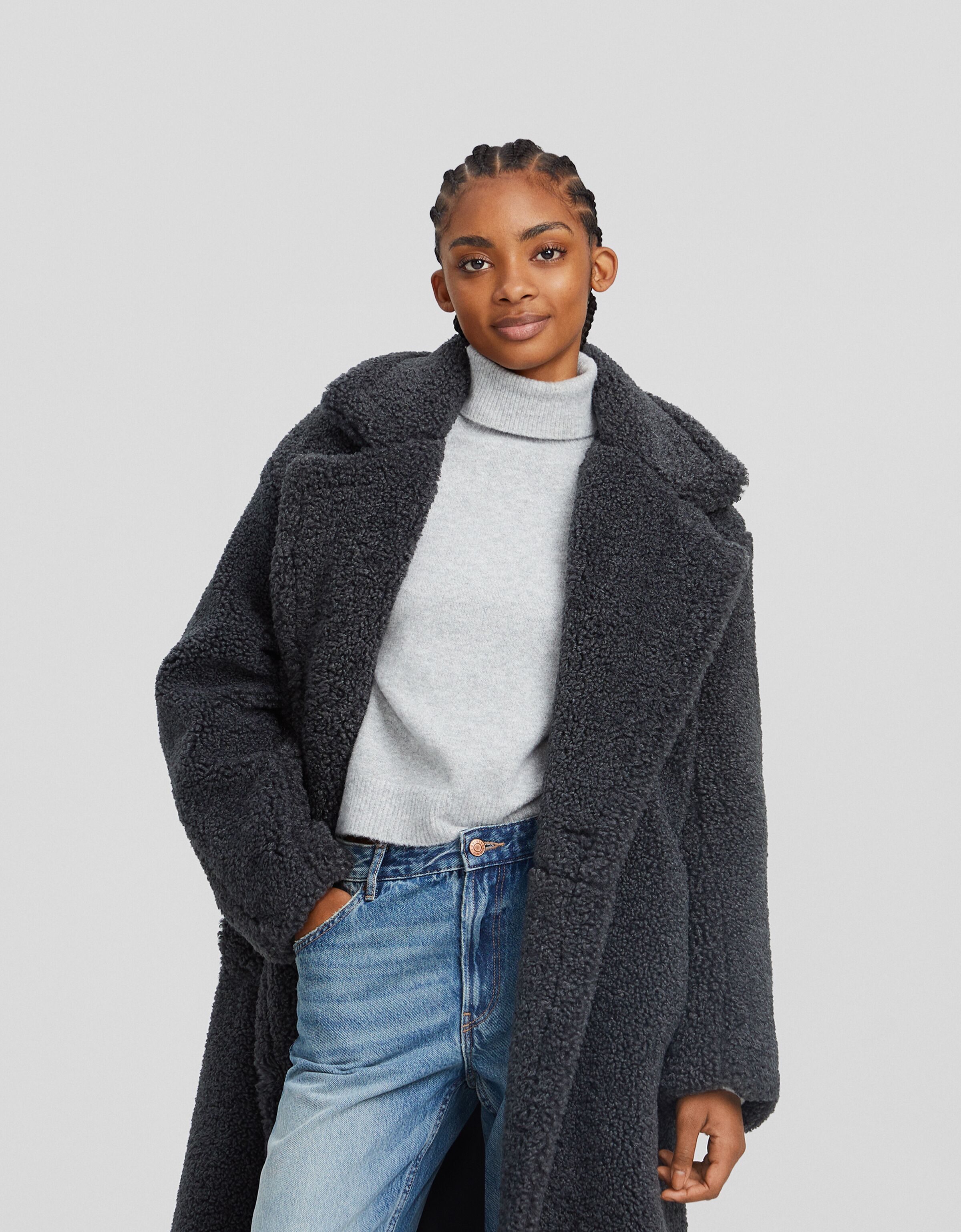 Bershka teddy coat outlet