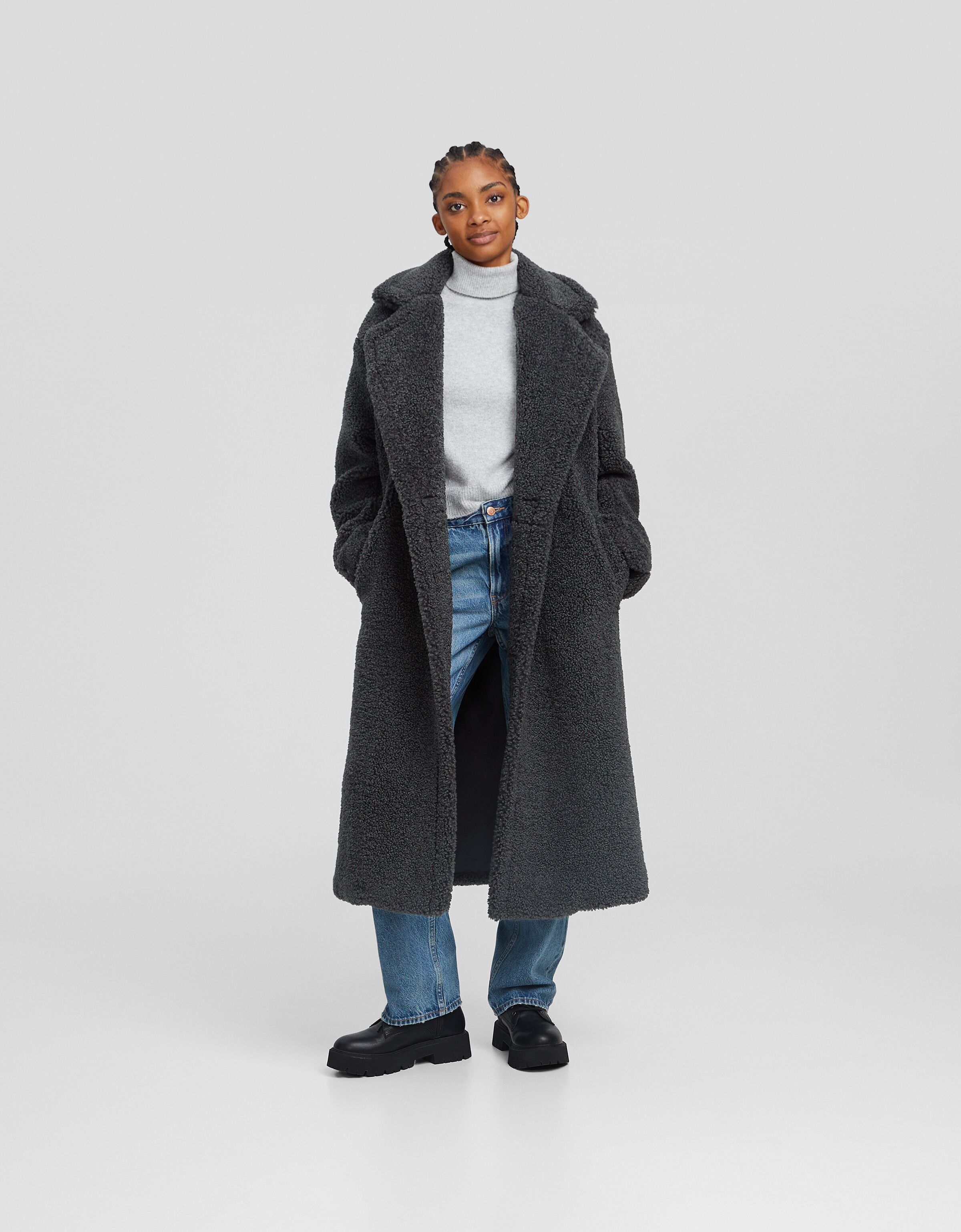 Bershka faux shearling on sale coat