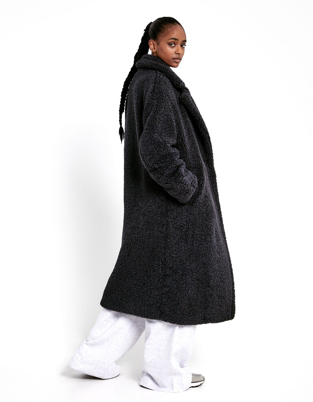 Cappotto lungo in montone sintetico