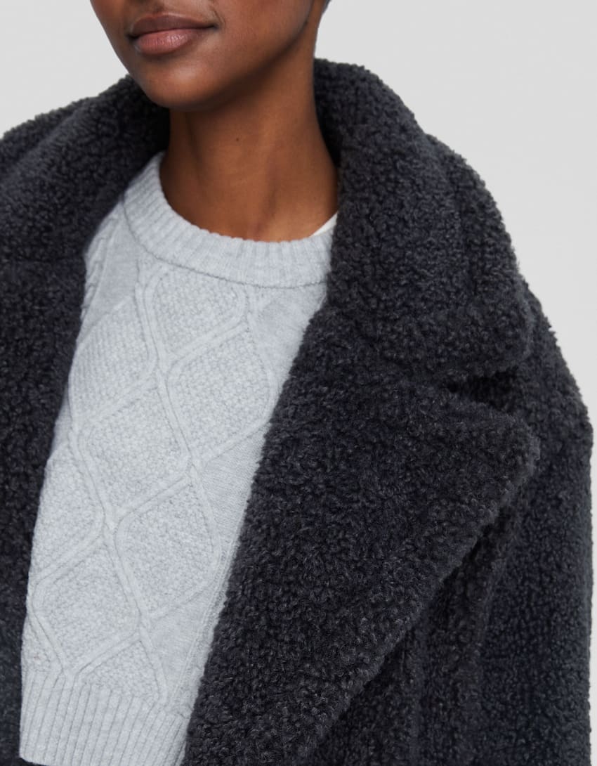 Long faux shearling coat-Dark grey-5