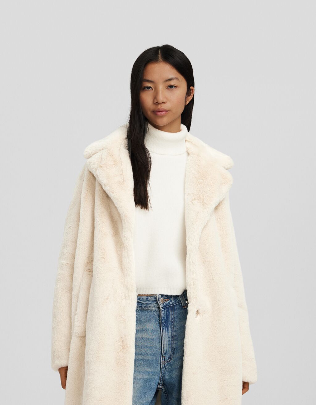 Teddy coat with a lapel collar BSK Teen Bershka