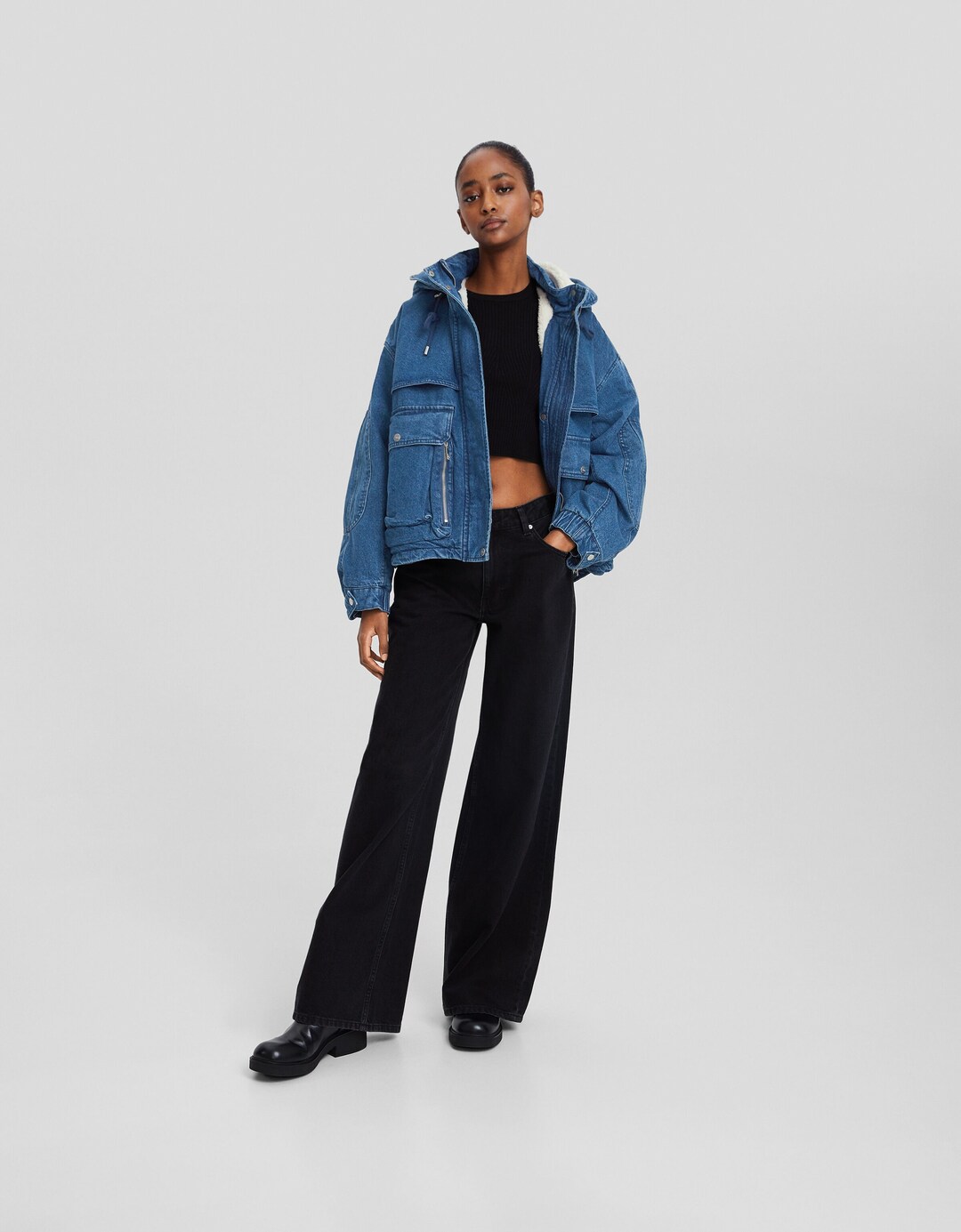 Parka corto in denim