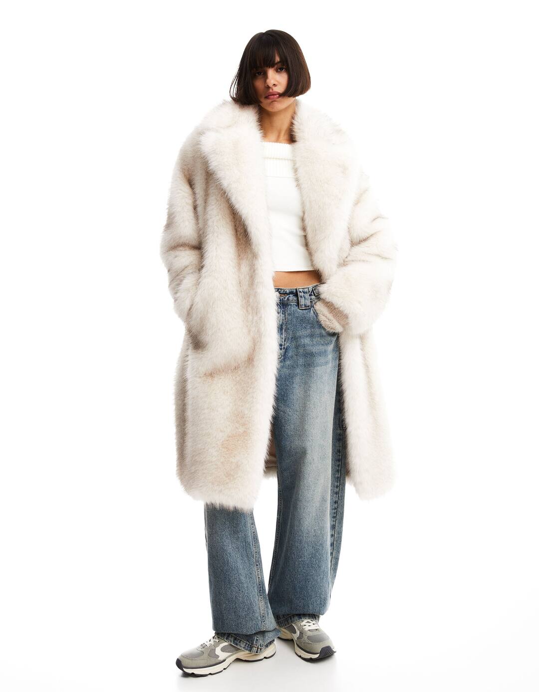 Long faux fur coat