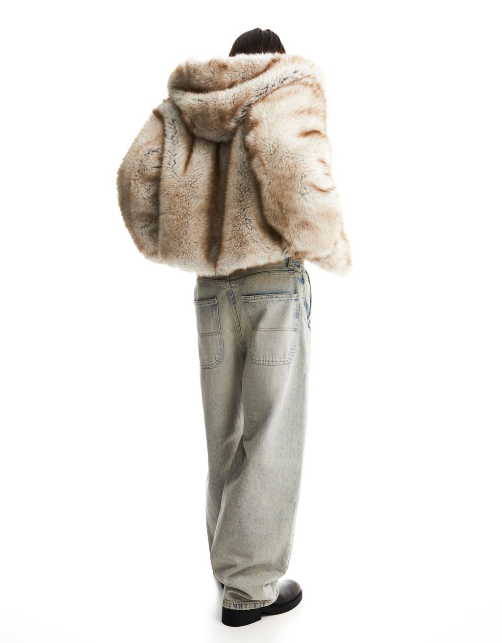 Hooded faux fur coat Women Bershka