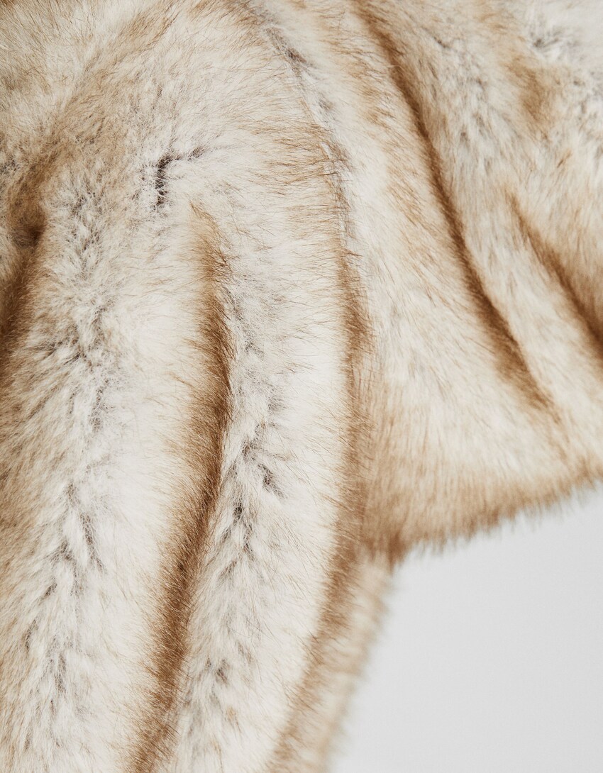 Hooded faux fur coat - Women | Bershka