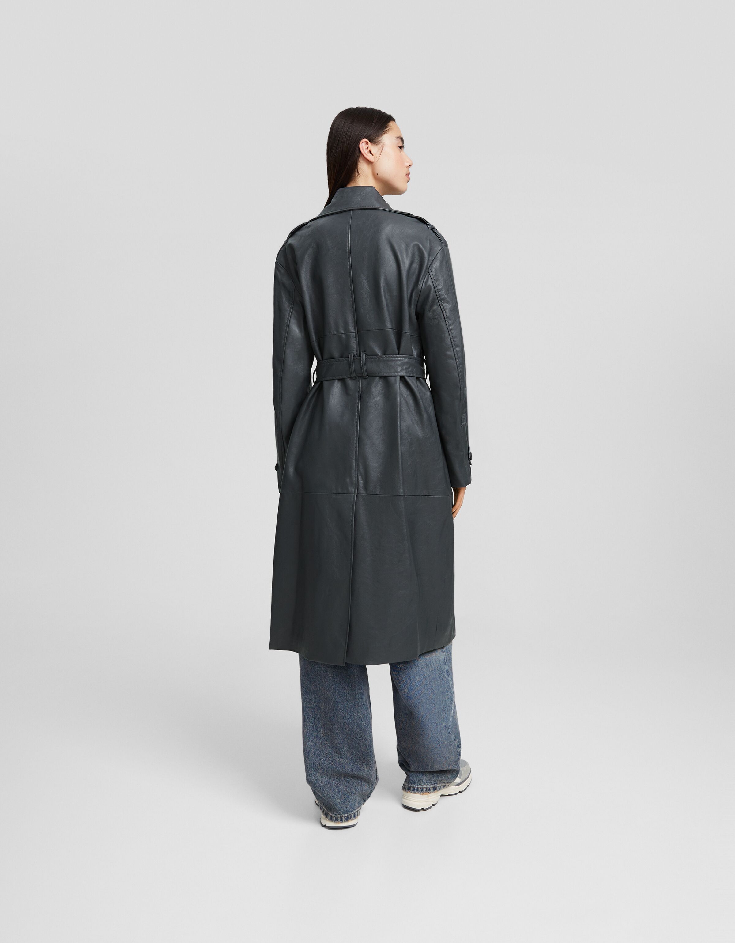 Faux leather trench coat SALE up to 50 off BSK Teen Bershka