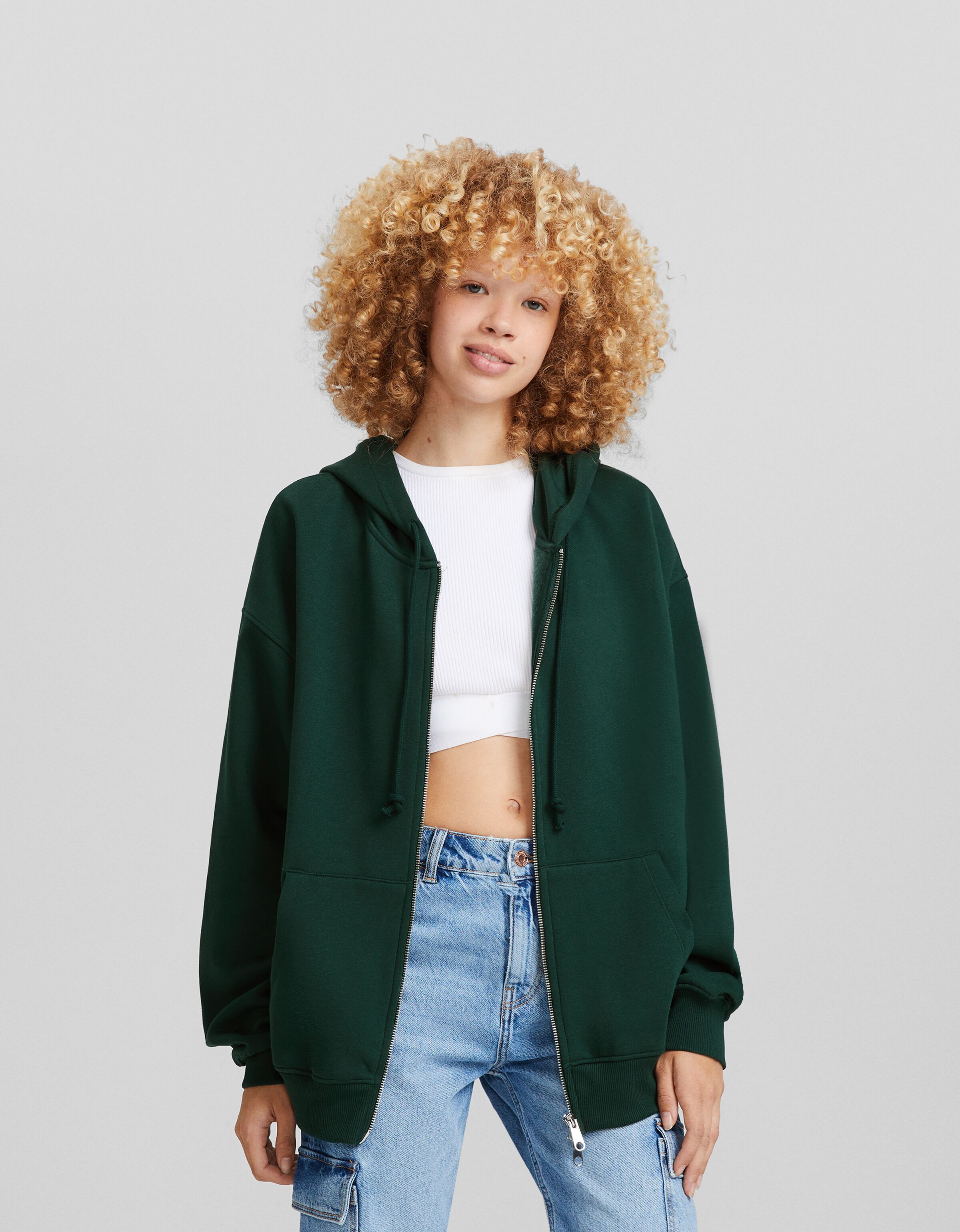Dark green zip up hoodie womens shop