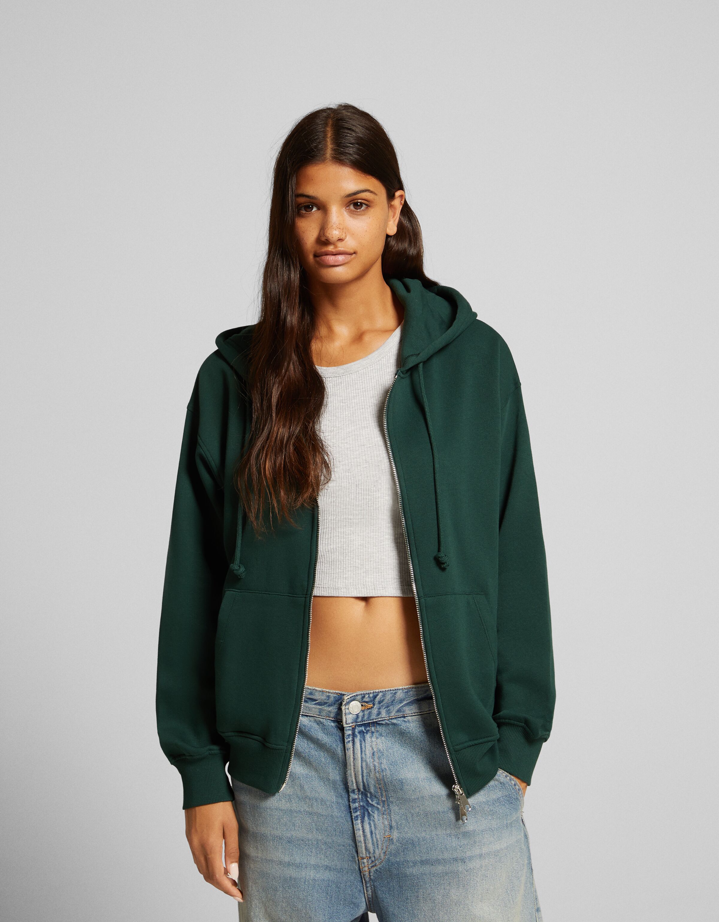 Dark green zip outlet up hoodie womens