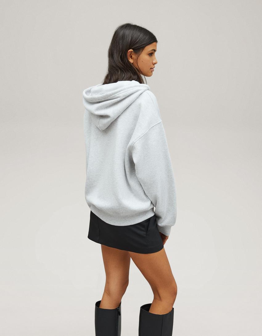Sweat zippé capuche oversize-Gris-1