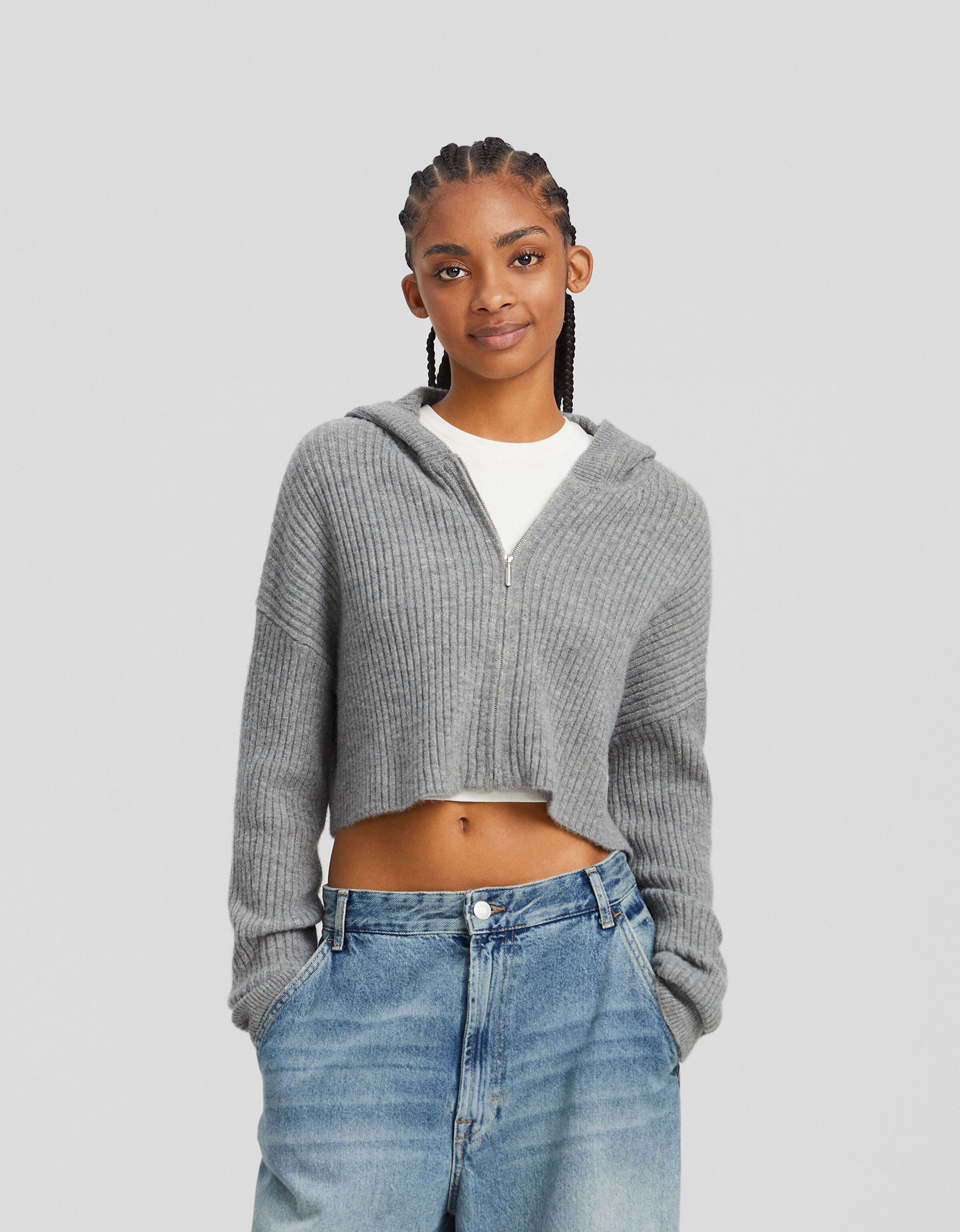 Crop top discount zip up sweater