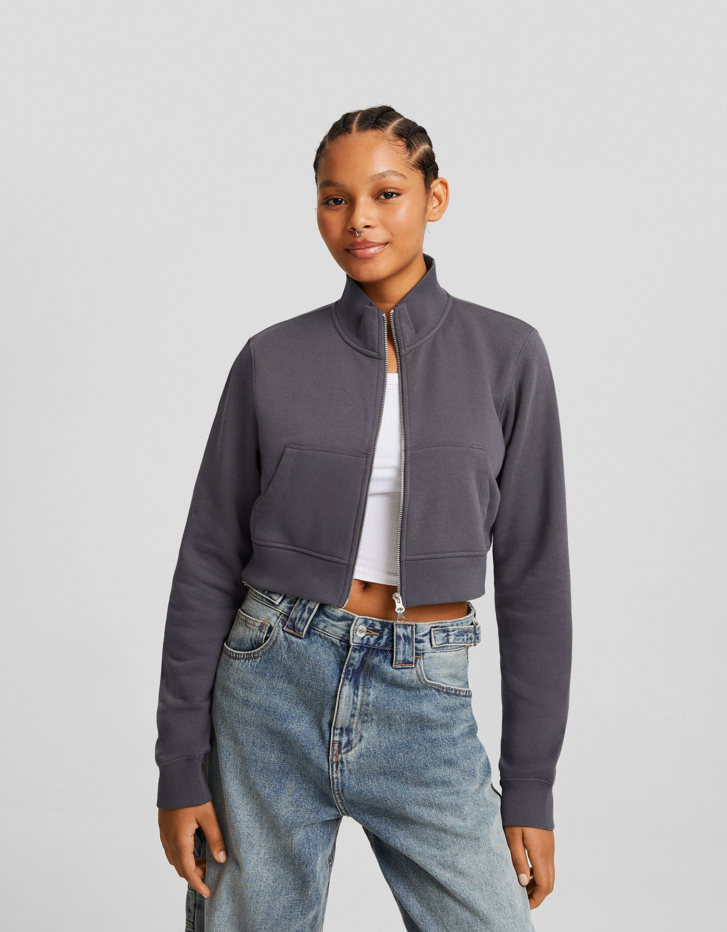 Felpa con cerniera e collo alto Halloween Donna Bershka