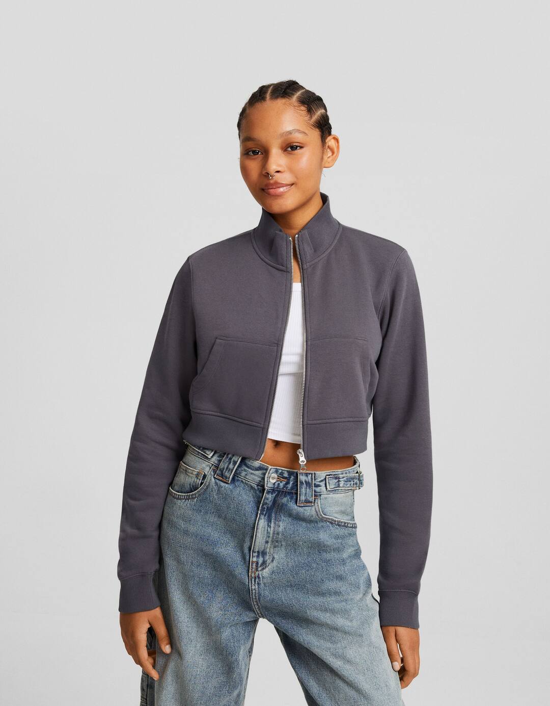 Zipped high neck sweatshirt