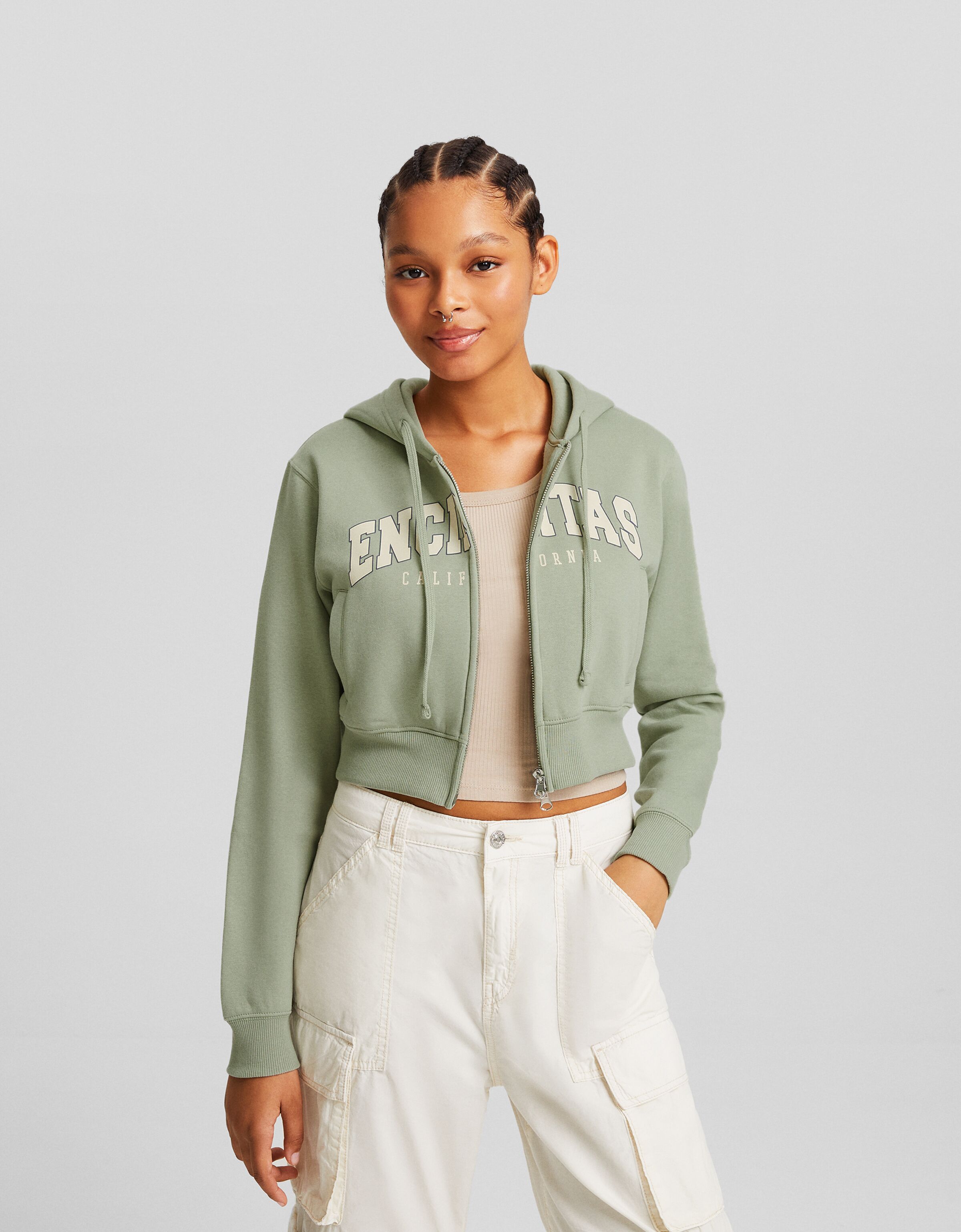 Cropped zip clearance front sweatshirt