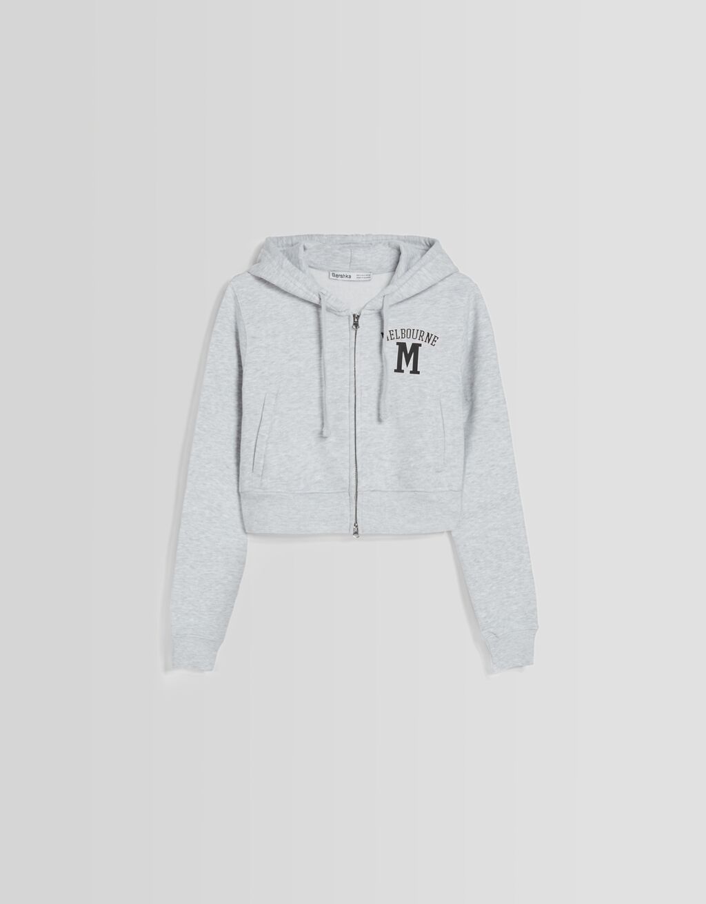 Cropped zipup hoodie with print Women Bershka