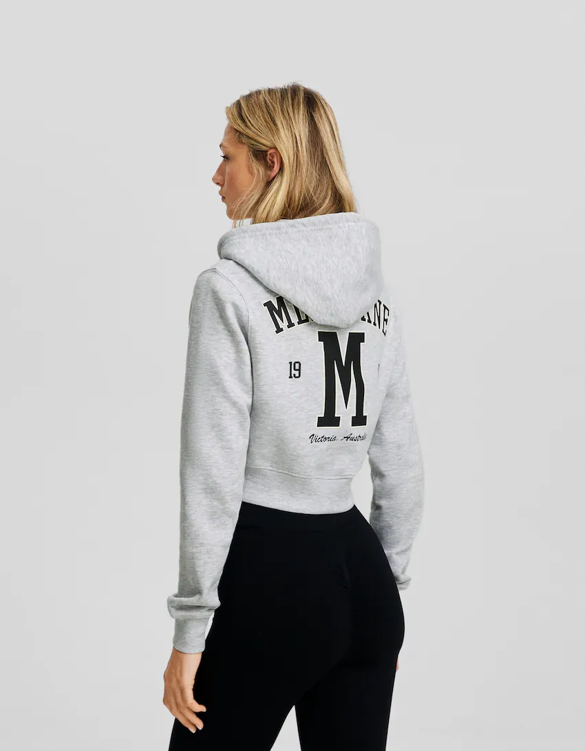 Cropped zip-up hoodie with print - Sweatshirts and hoodies - BSK Teen