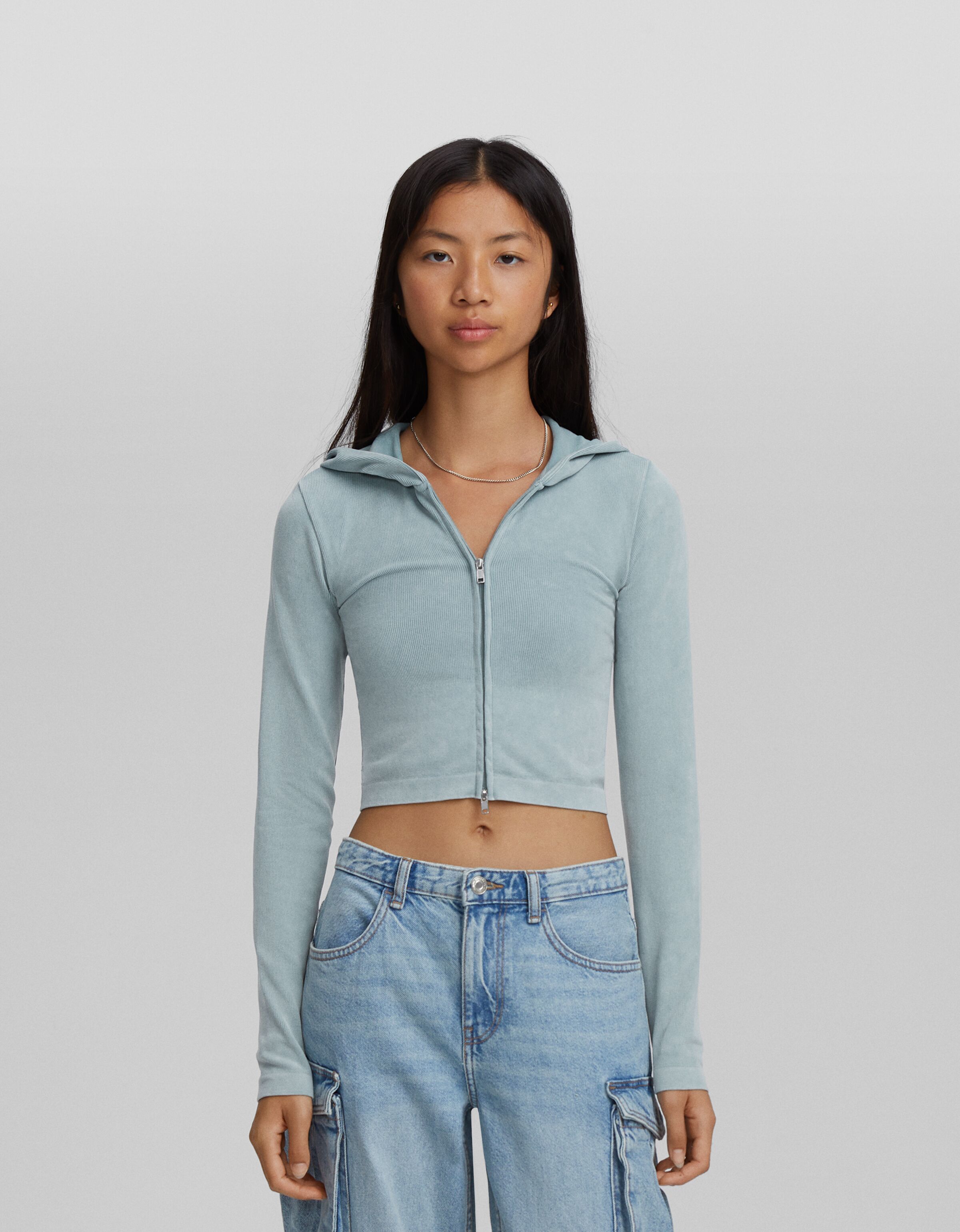 Croped zip up sales